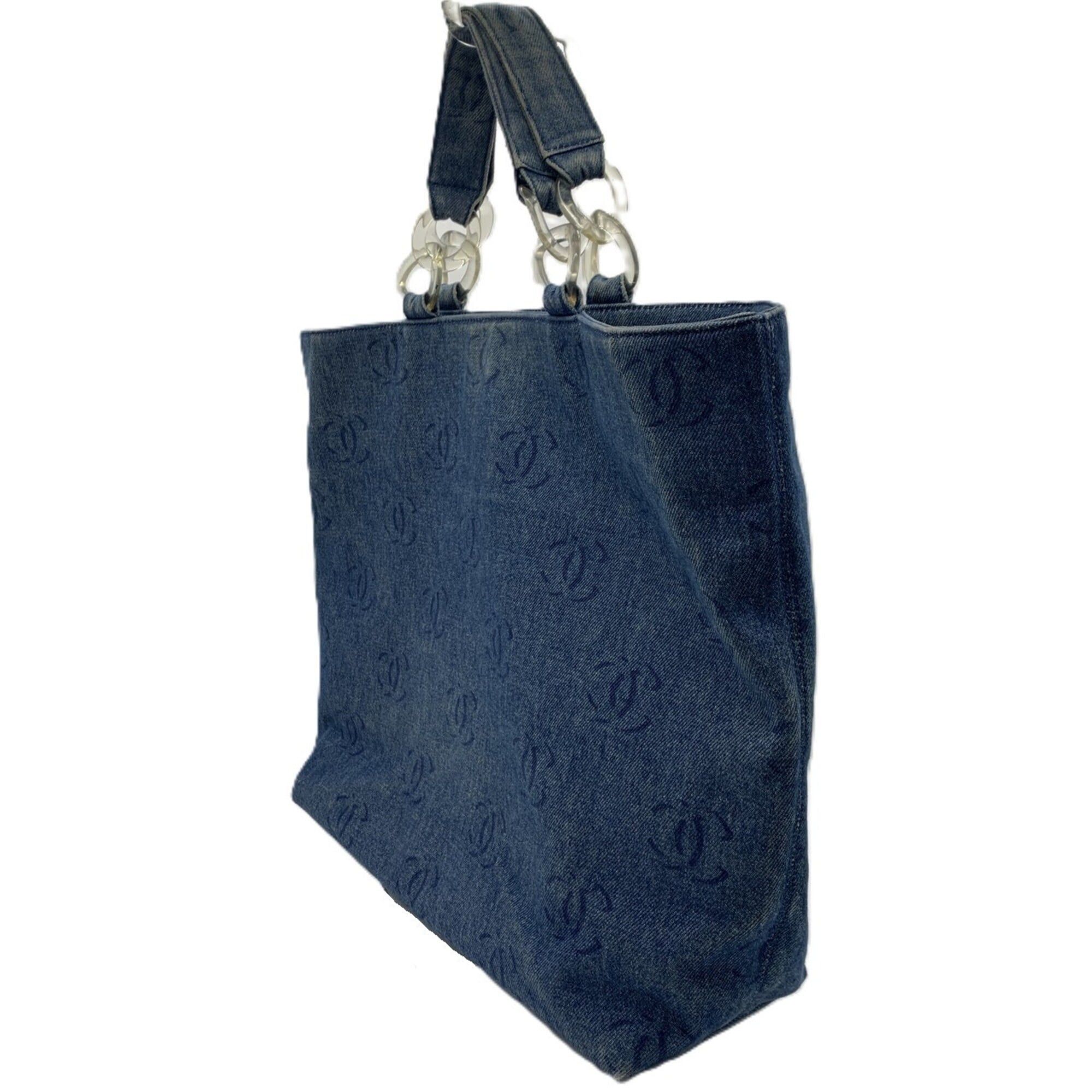 Chanel Chanel Coco Mark Plastic Chain Tote Bag Denim A18091 CHANEL Size ONE SIZE - 3 Thumbnail