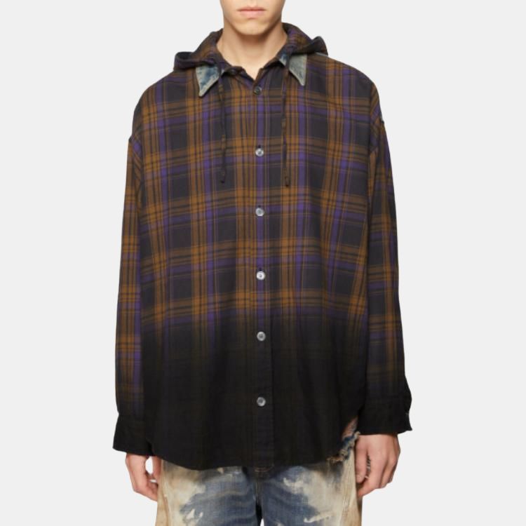 Acne Studios Acne Studios Gradient Plaid Hooded Shirt Size 50 Size US M / EU 48-50 / 2 - 9 Thumbnail