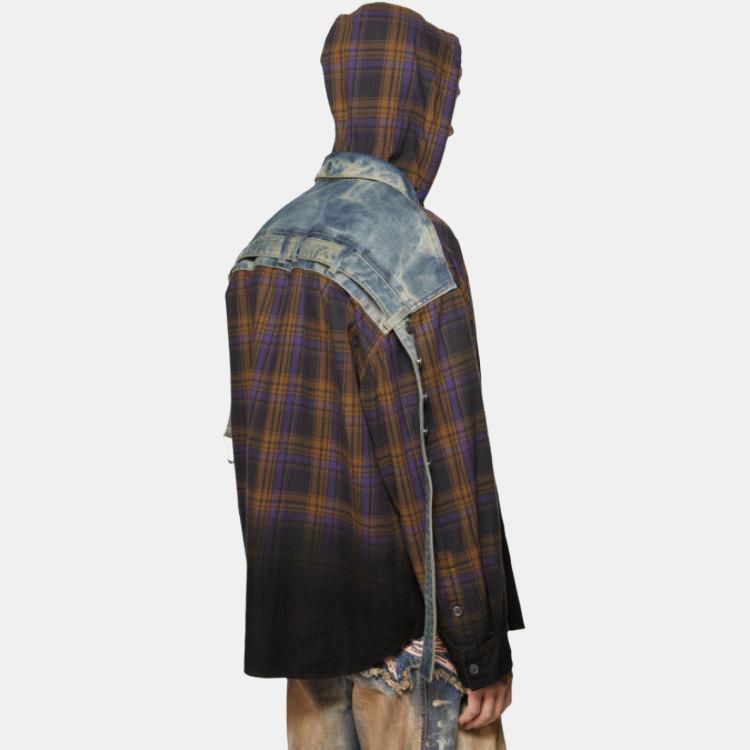 Acne Studios Acne Studios Gradient Plaid Hooded Shirt Size 50 Size US M / EU 48-50 / 2 - 8 Thumbnail