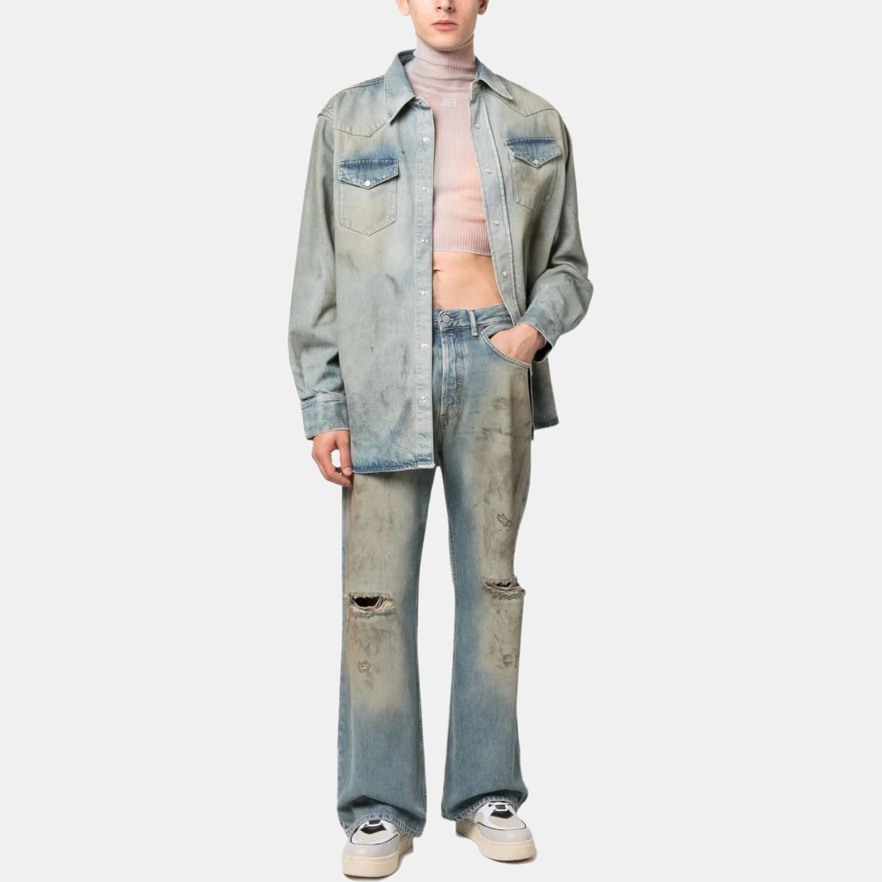 Acne Studios Acne Studios Distressed Denim Shirt Size 50 Size US M / EU 48-50 / 2 - 9 Thumbnail
