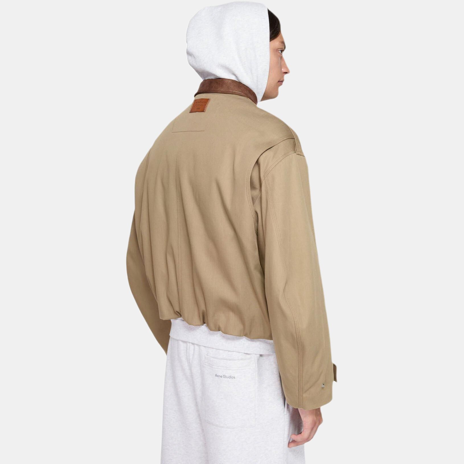 Acne Studios Acne Studios Leather Collar Cotton Jacket Khaki Size 48 Size US M / EU 48-50 / 2 - 9 Thumbnail