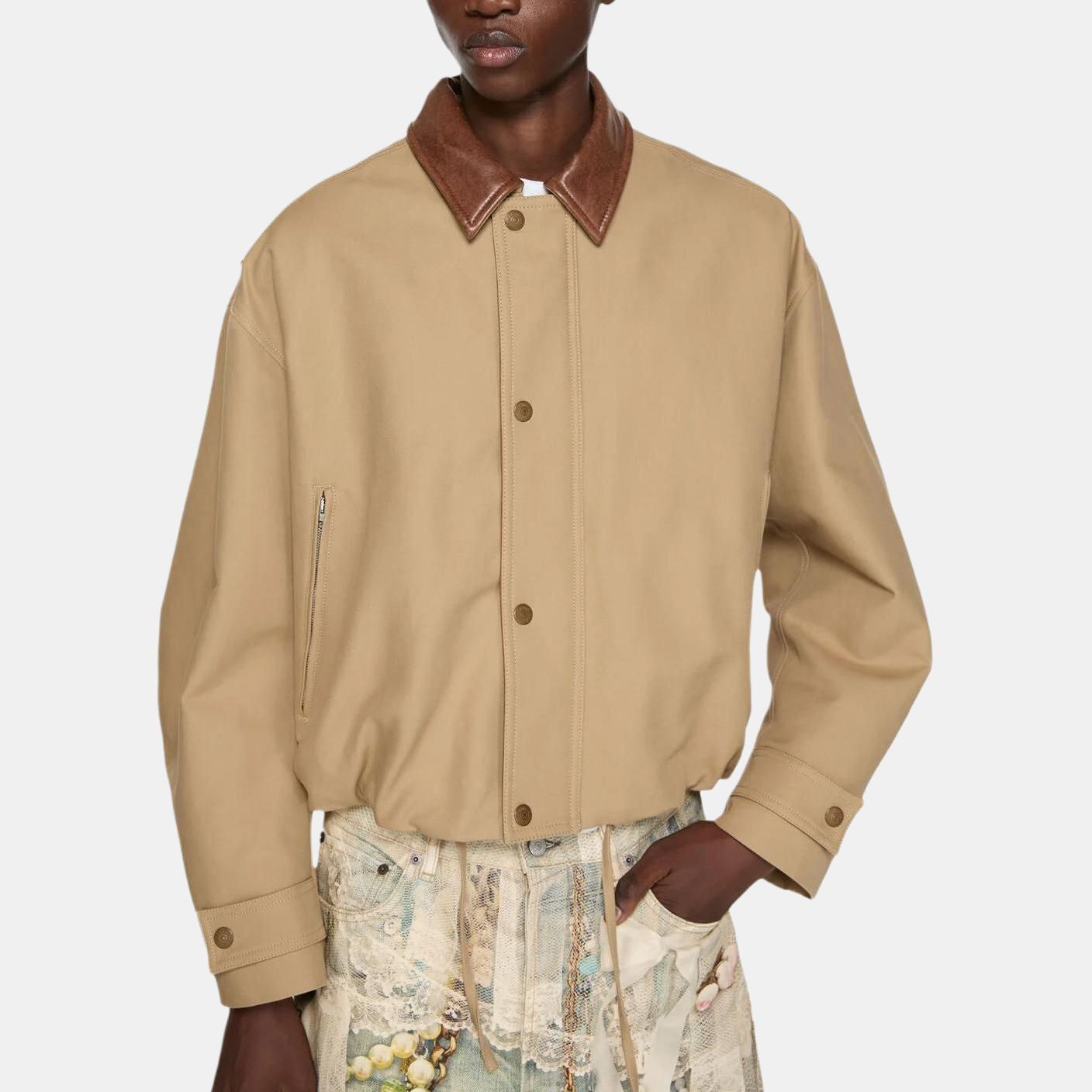 Acne Studios Acne Studios Leather Collar Cotton Jacket Khaki Size 48 Size US M / EU 48-50 / 2 - 6 Thumbnail