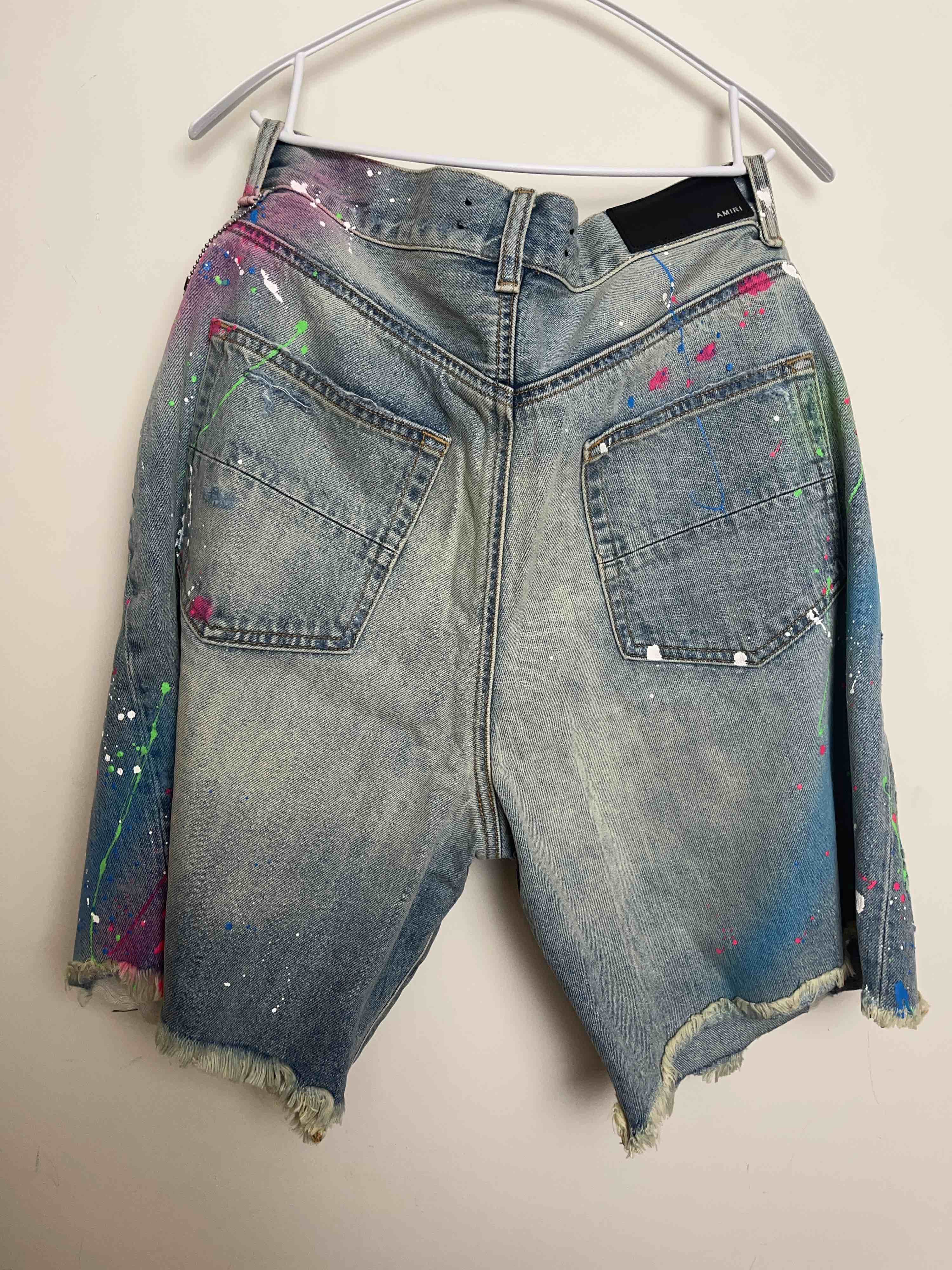 Amiri Amiri Paint Splatter Denim Shorts Size 33 Size US 33 - 2 Thumbnail