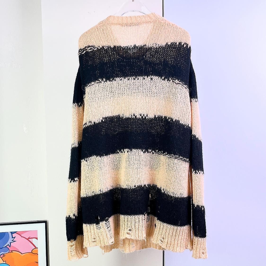 Acne Studios Acne Studios Striped Distressed Mohair Sweater Size M Size M / US 6-8 / IT 42-44 - 2 Thumbnail