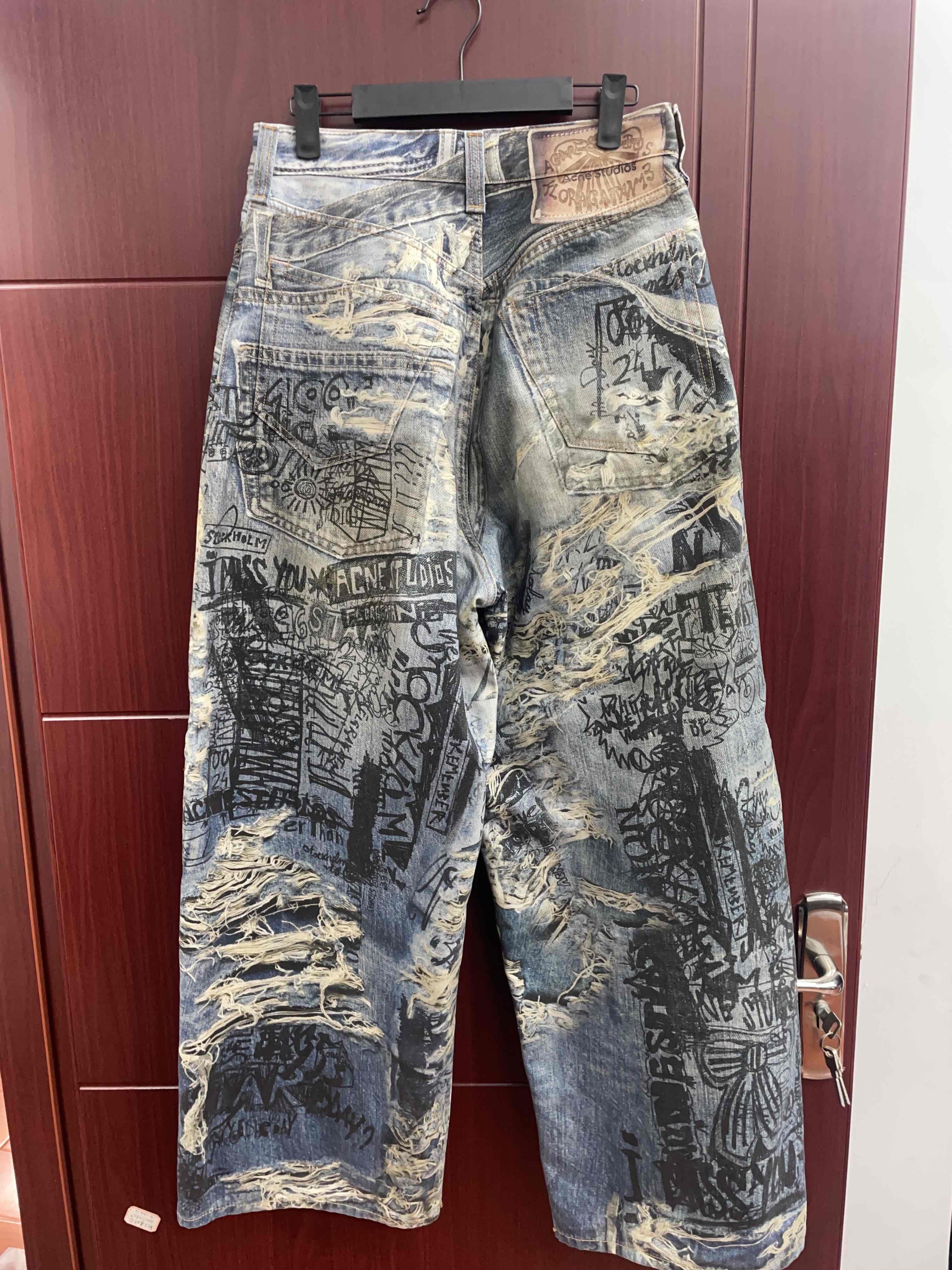 Acne Studios Acne Studios Printed Distressed Denim Jeans Size 28 Size US 28 / EU 44 - 2 Thumbnail