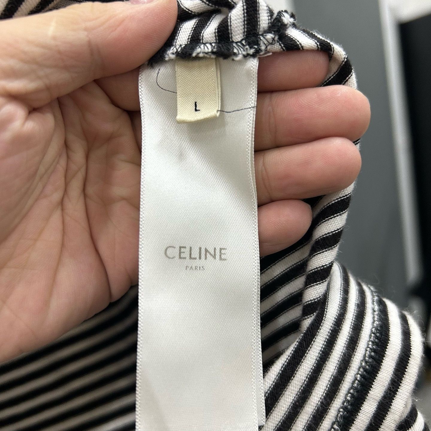 Celine CELINE Striped Logo T-Shirt Size L Size US L / EU 52-54 / 3 - 4 Thumbnail