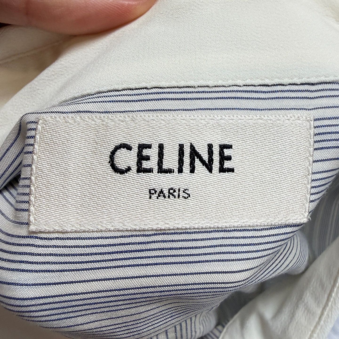 Celine Celine Embroidered Logo Stripe Shirt Size M Size US XXS / EU 40 - 3 Thumbnail