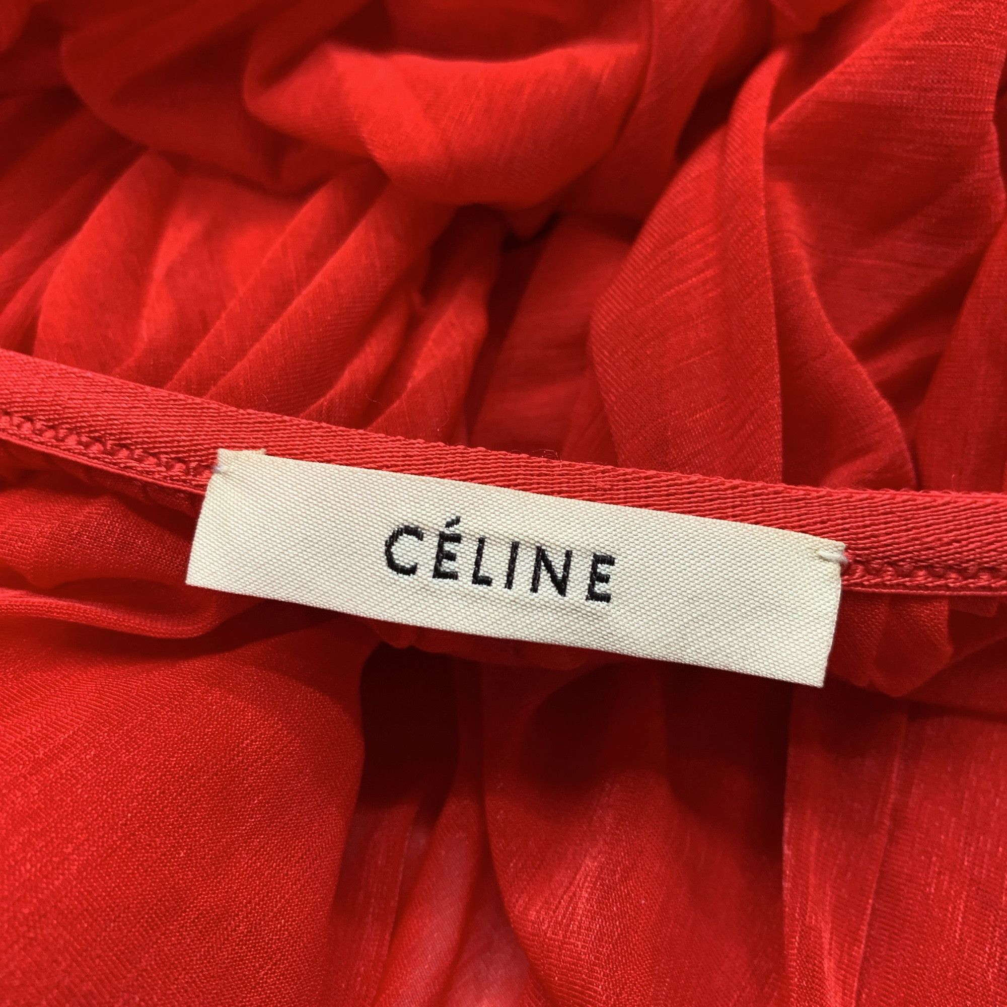 Celine Celine Red Pleated Midi Skirt Size 34 Size 25" / US 0 / IT 36 - 4 Thumbnail