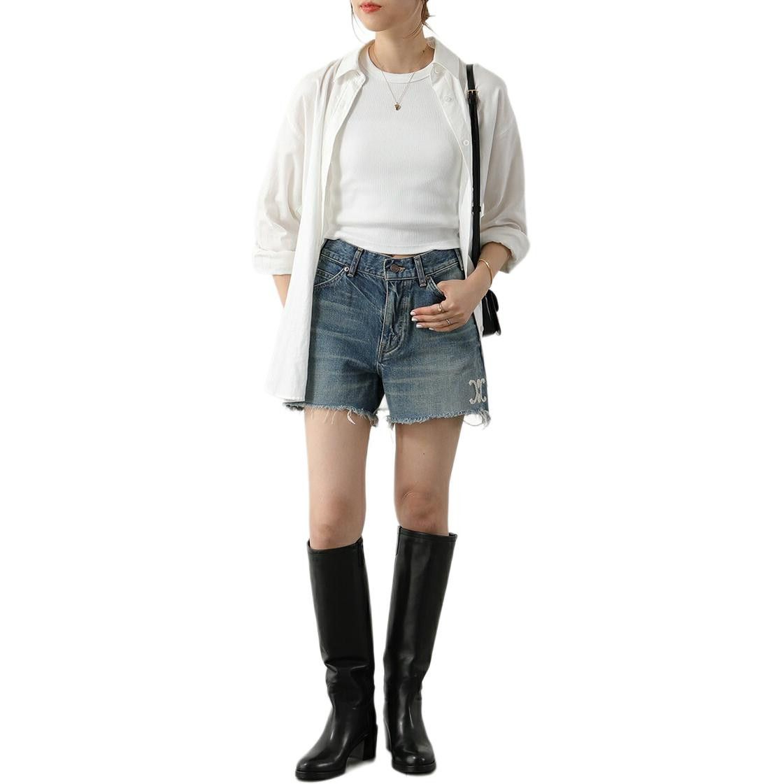 Celine Celine Triomphe Denim Shorts Size 26 Size 26" / US 2 / IT 38 - 6 Thumbnail