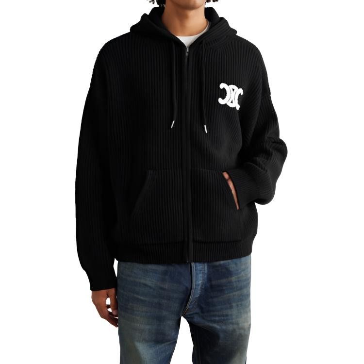 Celine Celine Triomphe Embroidered Zip Hoodie Size L Size US L / EU 52-54 / 3 - 13 Thumbnail