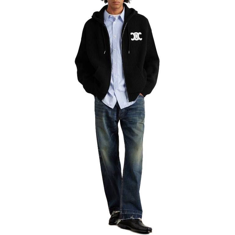 Celine Celine Triomphe Embroidered Zip Hoodie Size L Size US L / EU 52-54 / 3 - 12 Thumbnail
