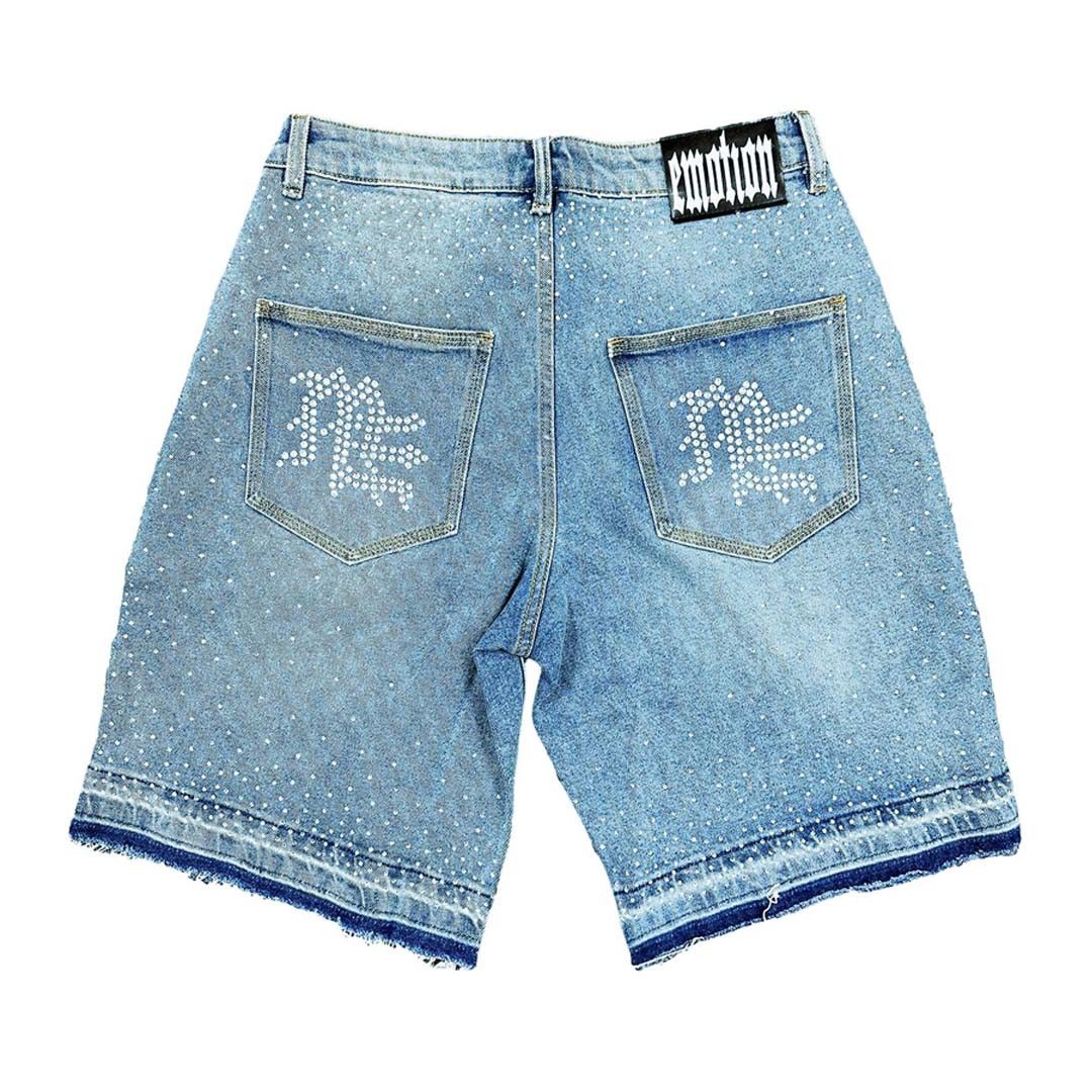 Other Mixed Emotions ME Rhinestone Denim Shorts Blue Size US 36 / EU 52 - 2 Thumbnail