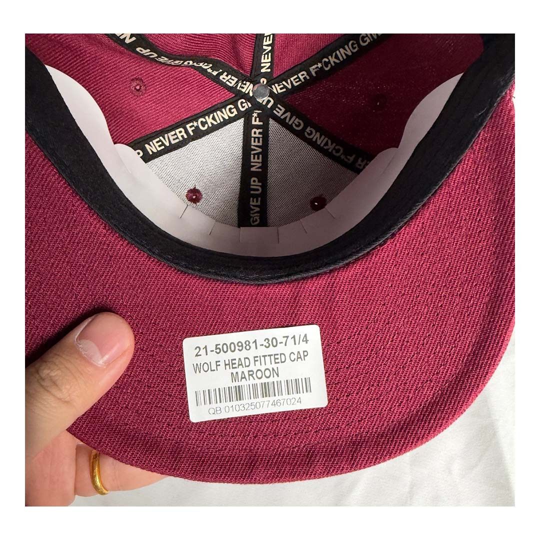 Darc Sport Darcsport Wolf Head Fitted Hat Maroon Size ONE SIZE - 4 Thumbnail