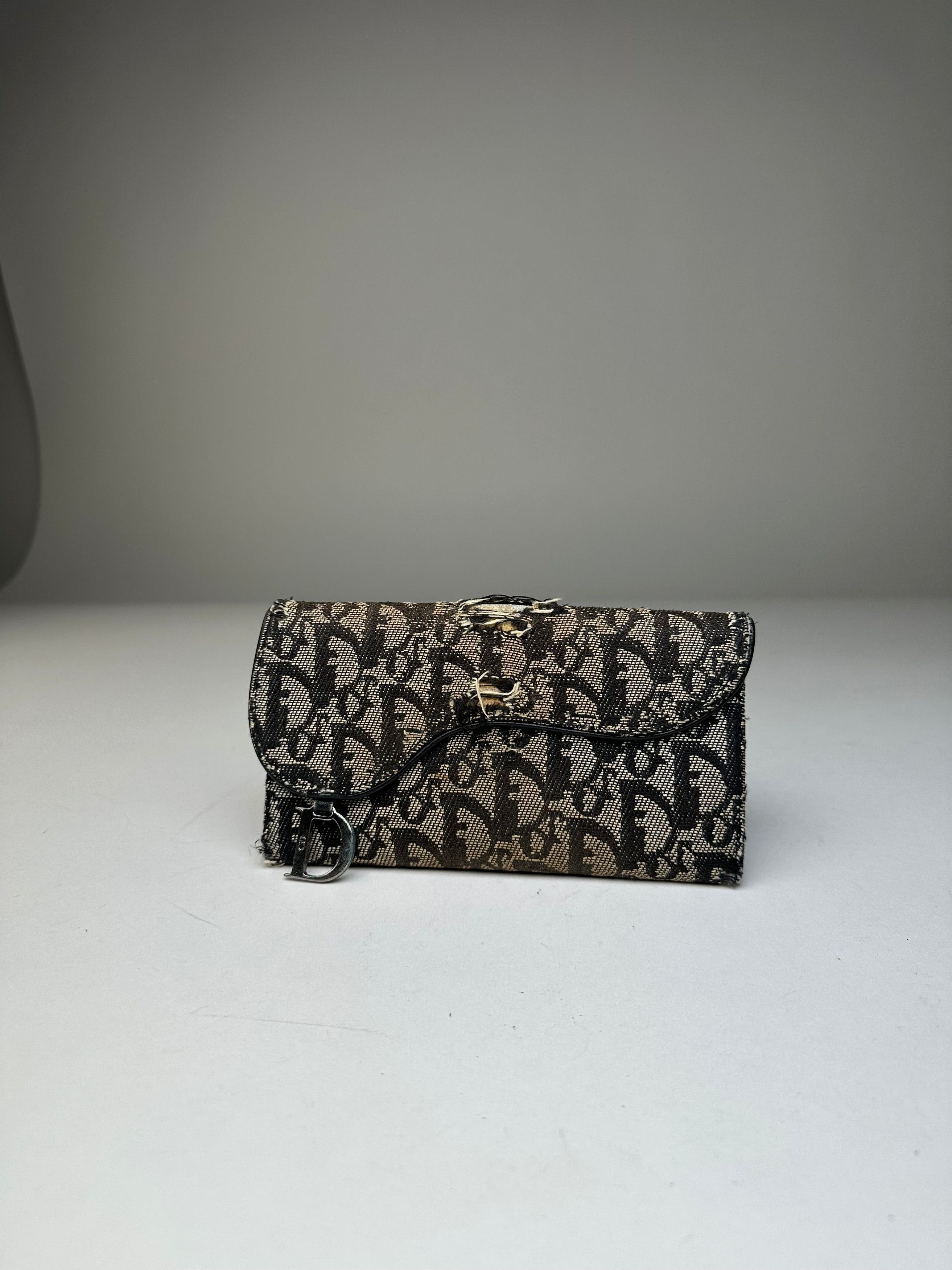 Dior Vintage Oblique Canvas Wallet Black Beige Size ONE SIZE - 11 Thumbnail