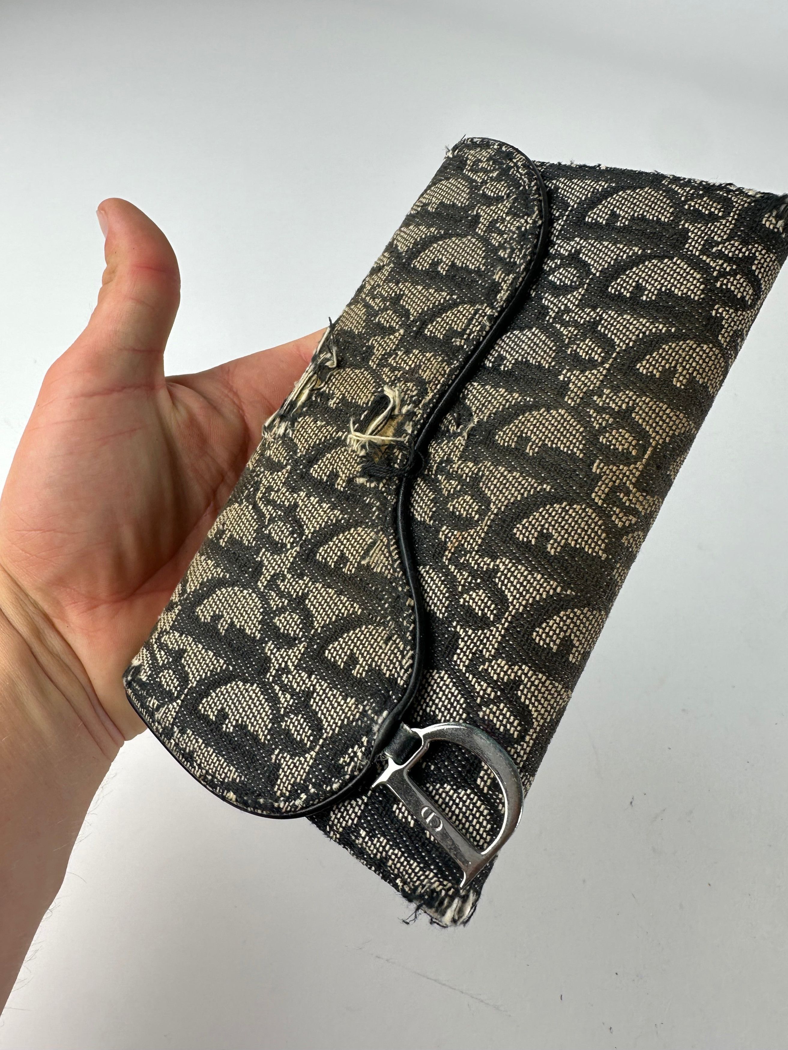 Dior Vintage Oblique Canvas Wallet Black Beige Size ONE SIZE - 3 Thumbnail