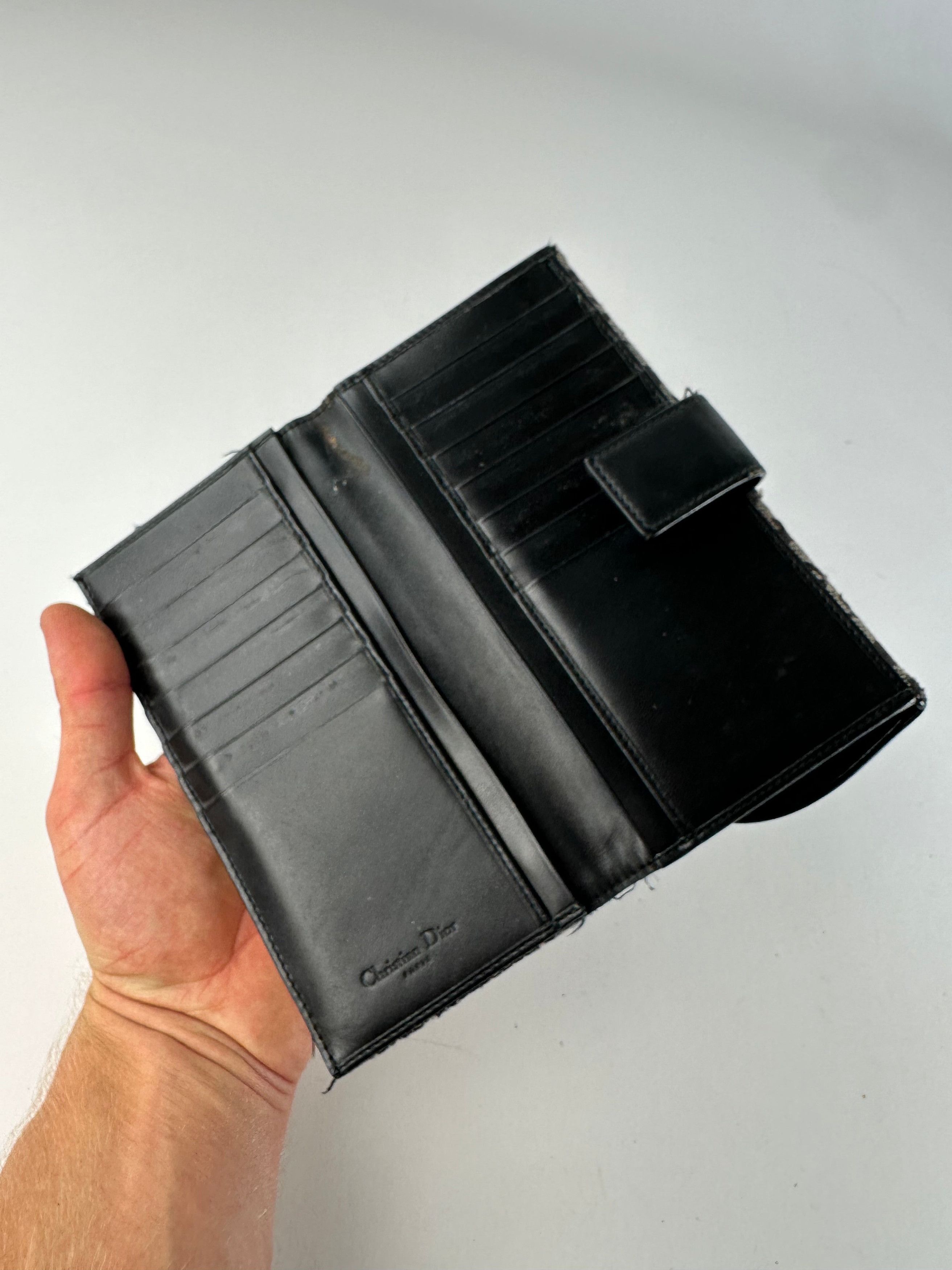 Dior Vintage Oblique Canvas Wallet Black Beige Size ONE SIZE - 5 Thumbnail
