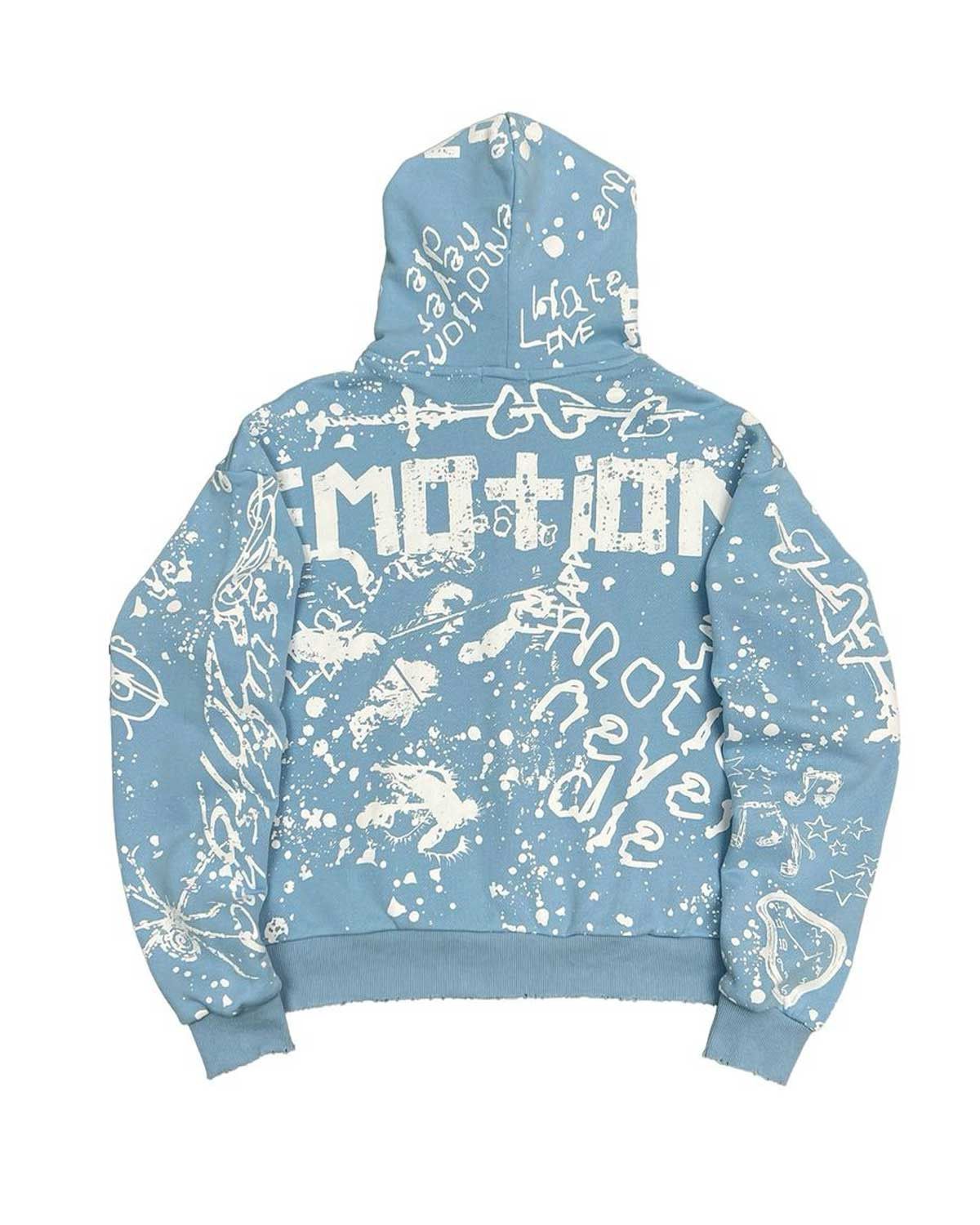 Other Mixed Emotions Graffiti Zip Up Hoodie Blue Size US M / EU 48-50 / 2 - 2 Thumbnail