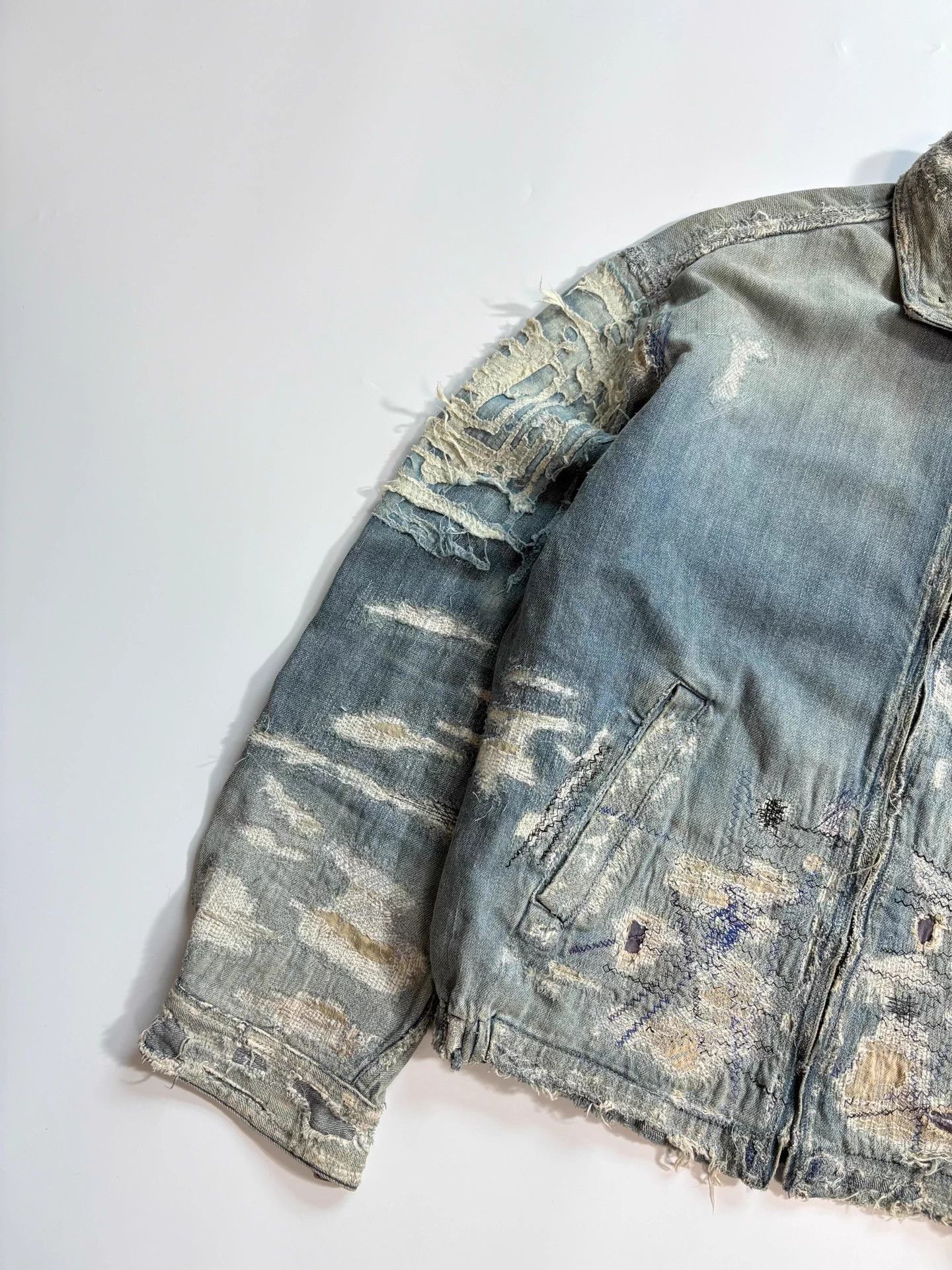 Kapital Distressed Blue Denim Jacket Size US L / EU 52-54 / 3 - 3 Thumbnail