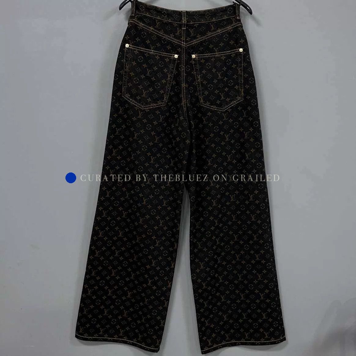 Louis Vuitton Wide Leg Jeans with Monogram Print Size US 34 / EU 50 - 3 Thumbnail