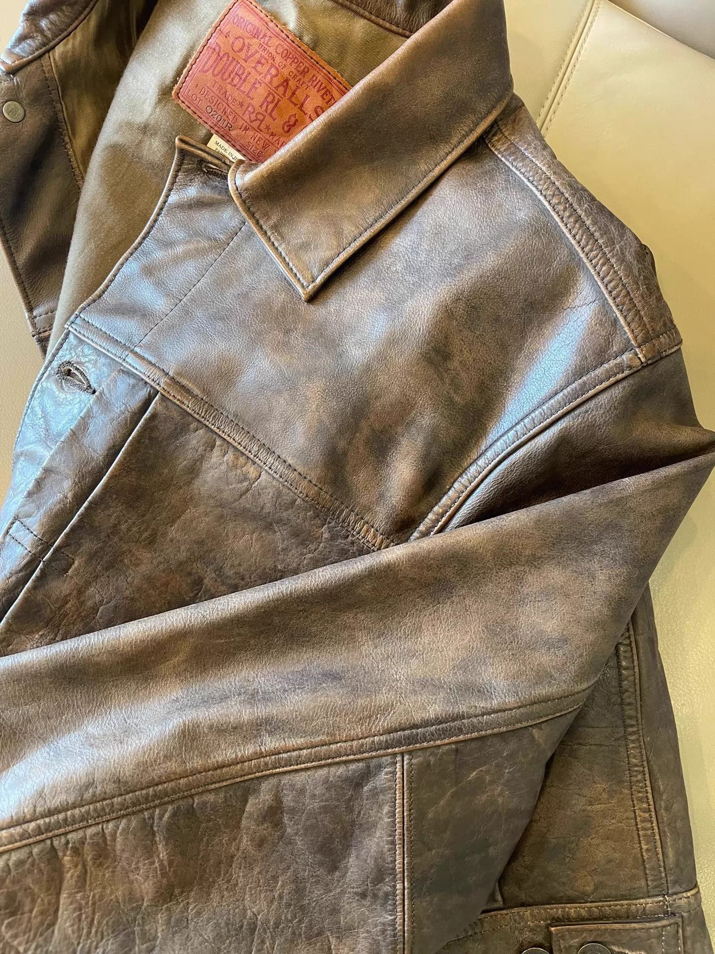 RRL Ralph Lauren Like New Brown Cowhide Leather Jacket Size US S / EU 44-46 / 1 - 8 Thumbnail