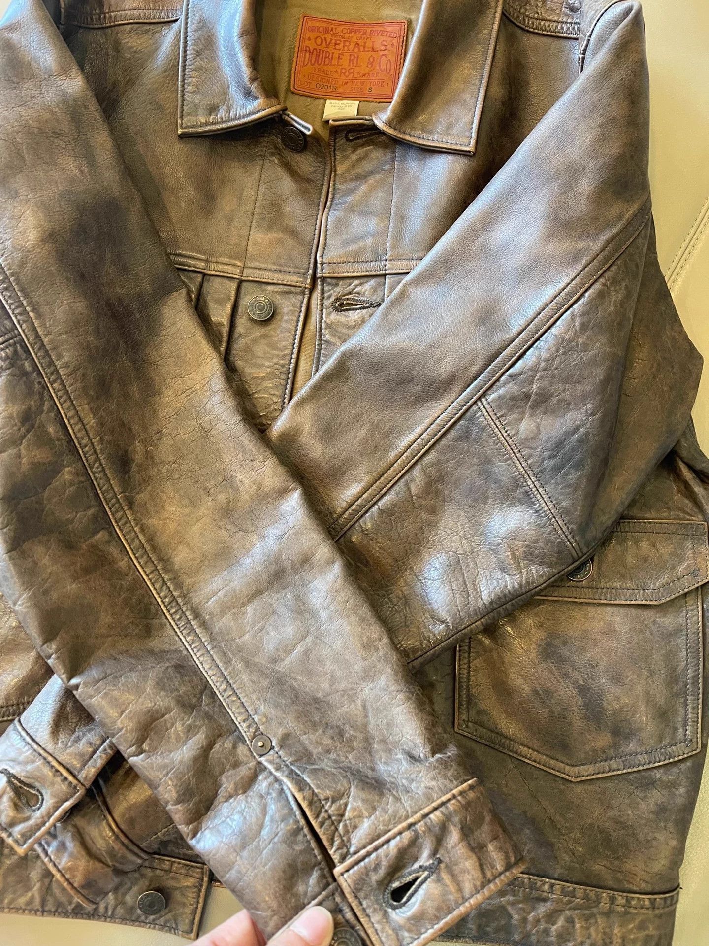 RRL Ralph Lauren Like New Brown Cowhide Leather Jacket Size US S / EU 44-46 / 1 - 3 Thumbnail