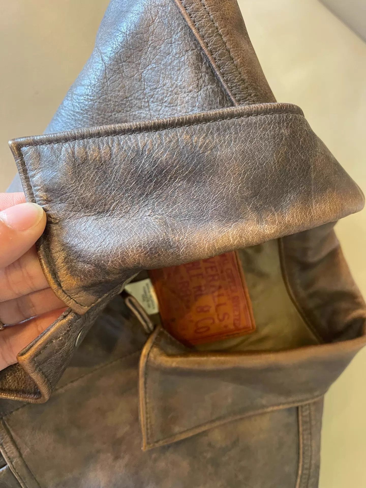 RRL Ralph Lauren Like New Brown Cowhide Leather Jacket Size US S / EU 44-46 / 1 - 9 Thumbnail