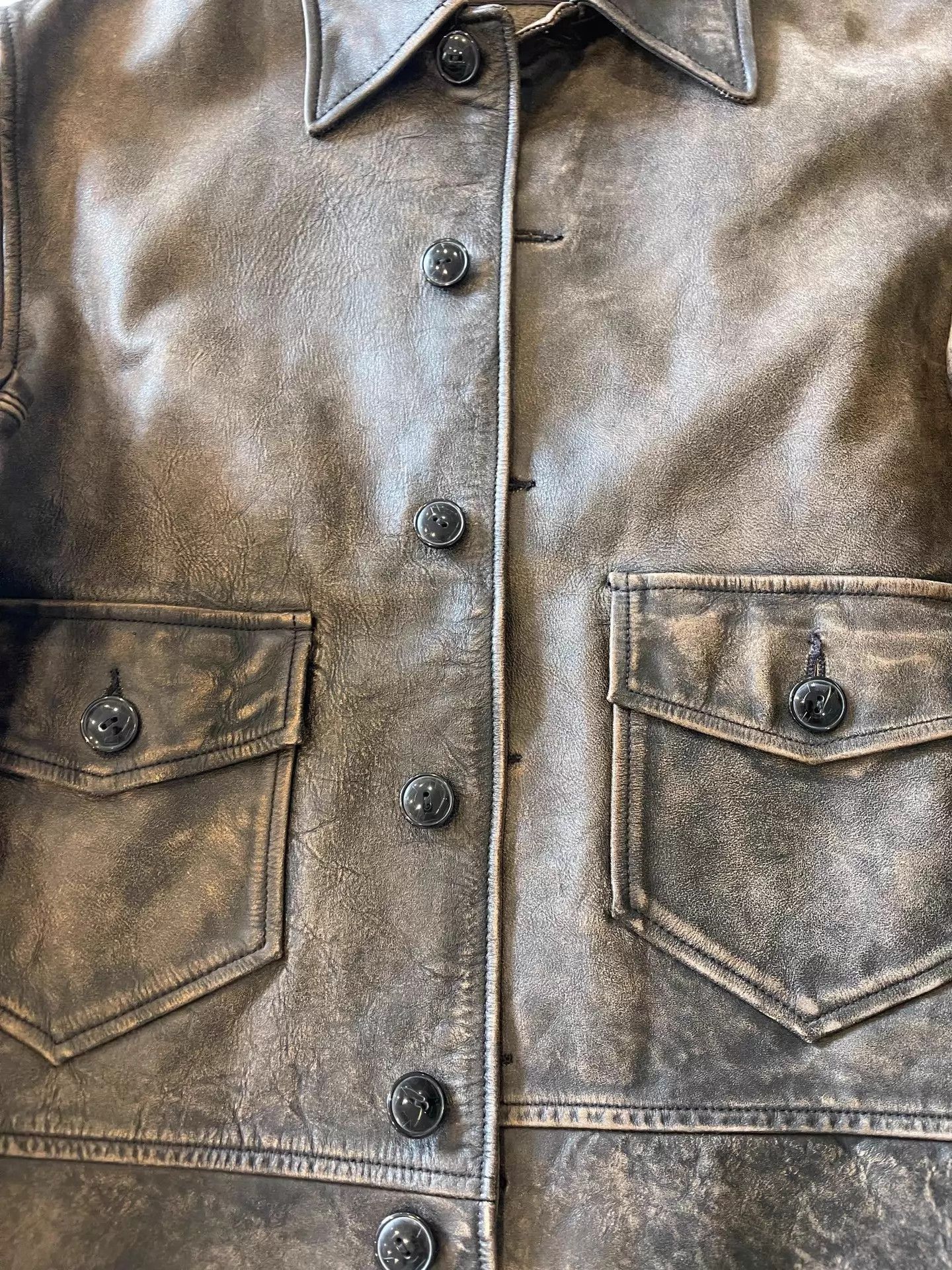 RRL Ralph Lauren Vintage Newsboy Leather Jacket in Brown Size US S / EU 44-46 / 1 - 4 Thumbnail
