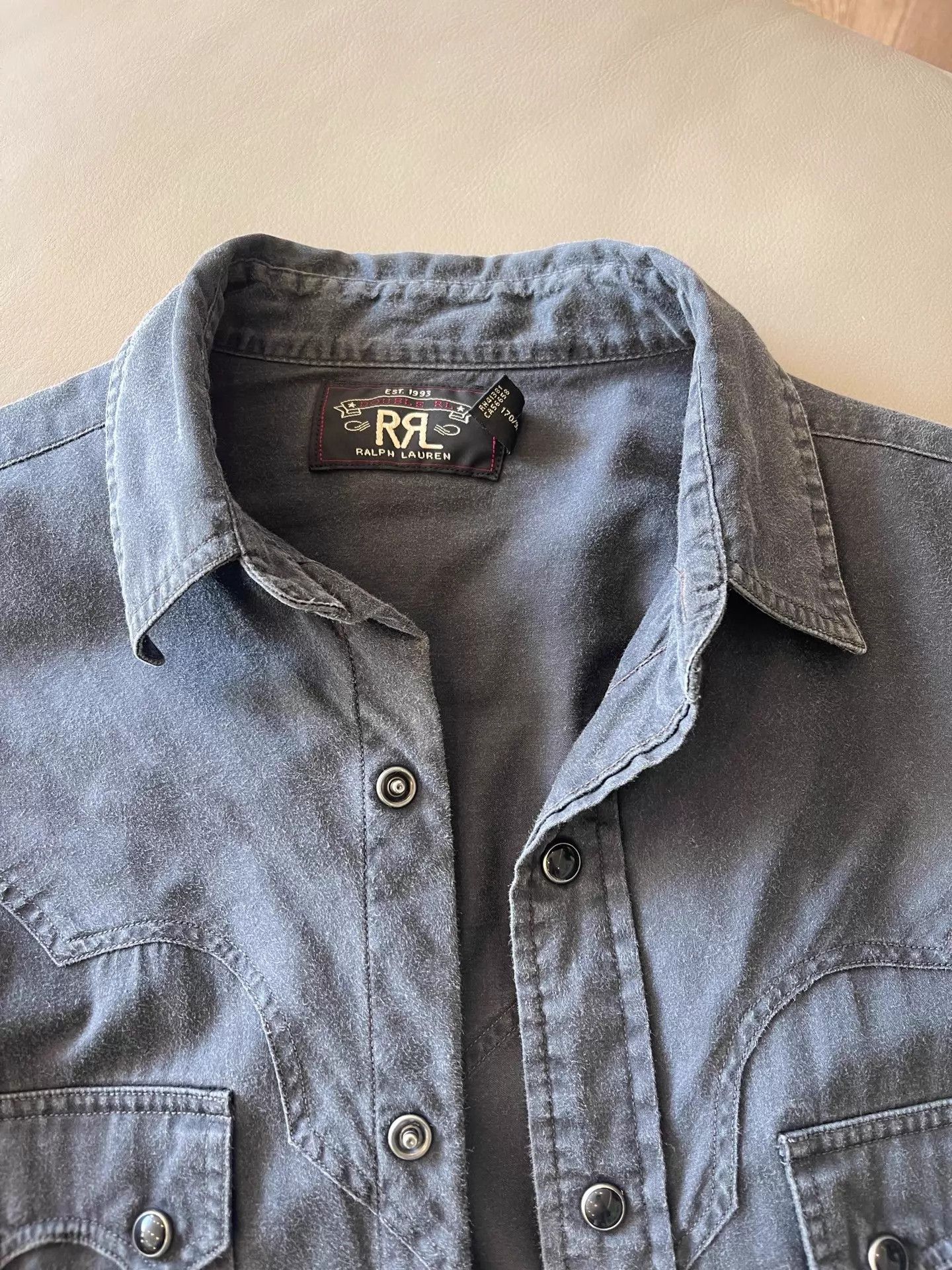 RRL Ralph Lauren Distressed Black Western Button-Up Shirt Size US S / EU 44-46 / 1 - 3 Thumbnail