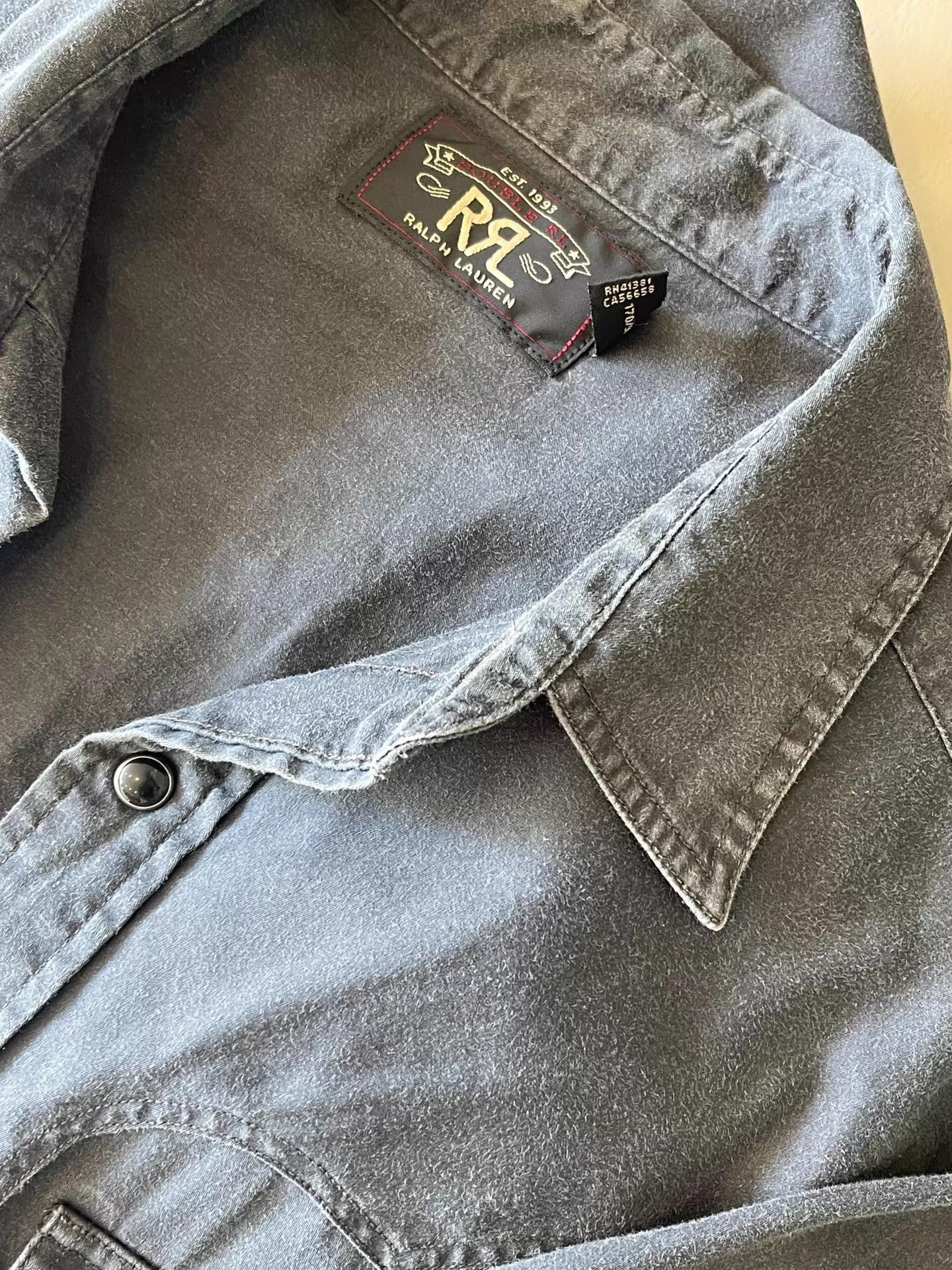 RRL Ralph Lauren Distressed Black Western Button-Up Shirt Size US S / EU 44-46 / 1 - 5 Thumbnail