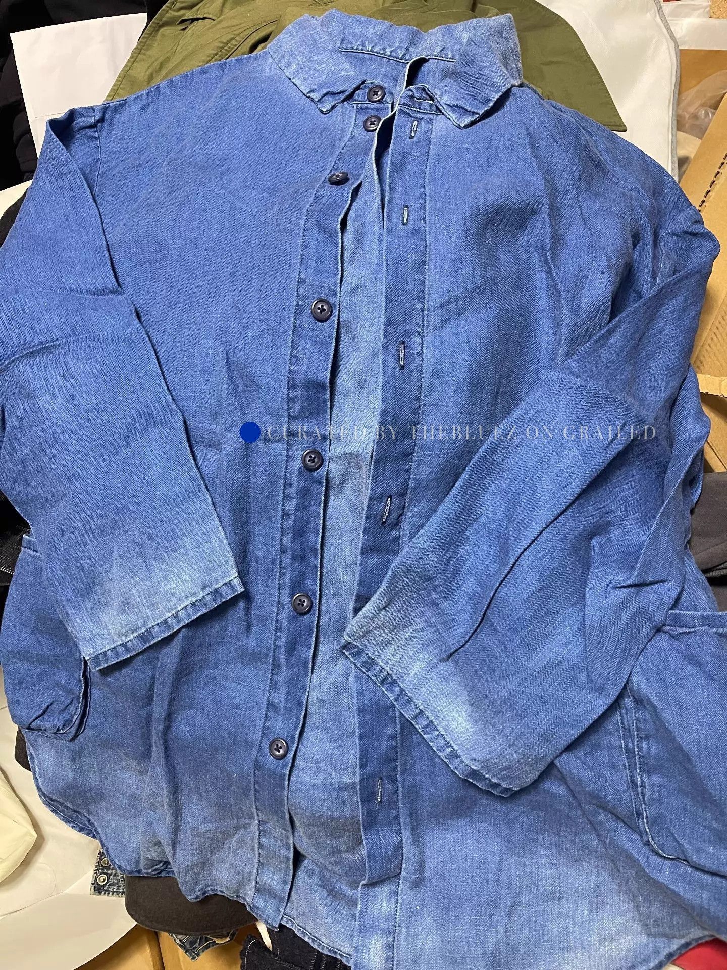 Porter Classic Indigo Linen Button-Up Shirt Size US M / EU 48-50 / 2 - 2 Thumbnail