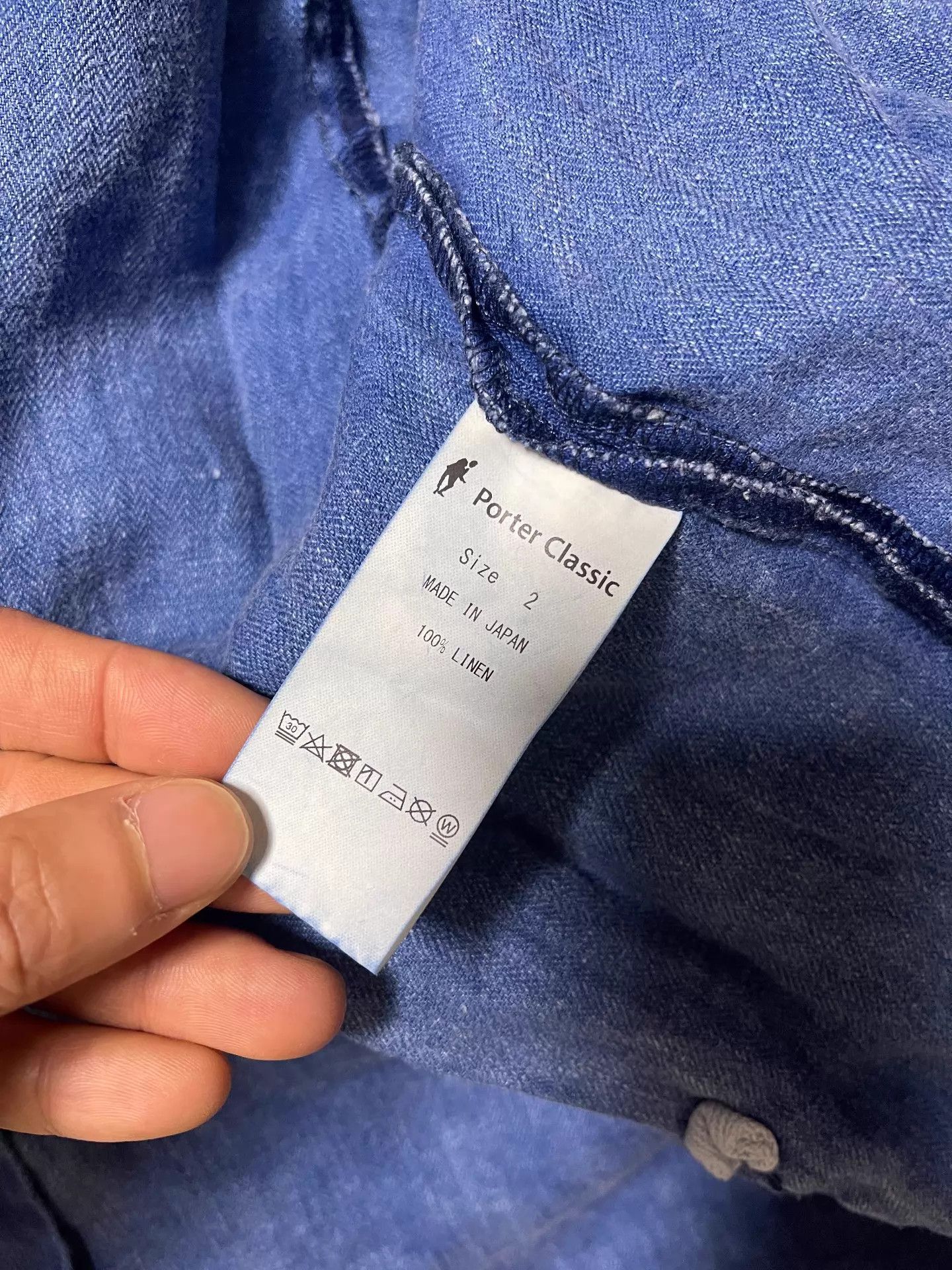 Porter Classic Indigo Linen Button-Up Shirt Size US M / EU 48-50 / 2 - 7 Thumbnail