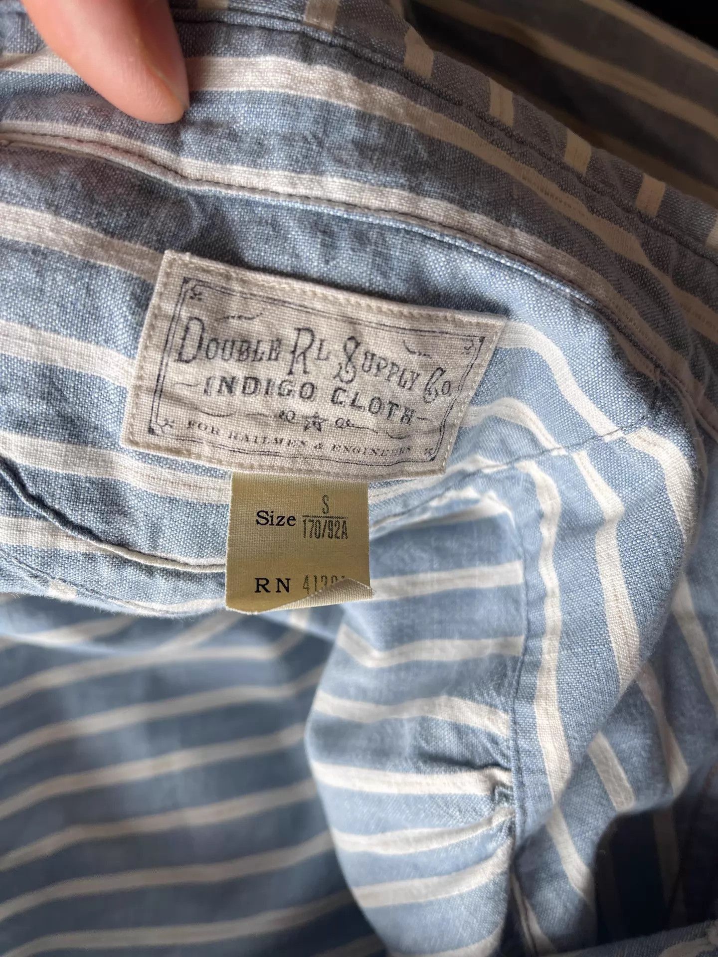 RRL Ralph Lauren Light Blue Vertical Stripe Western Shirt Size US S / EU 44-46 / 1 - 8 Thumbnail