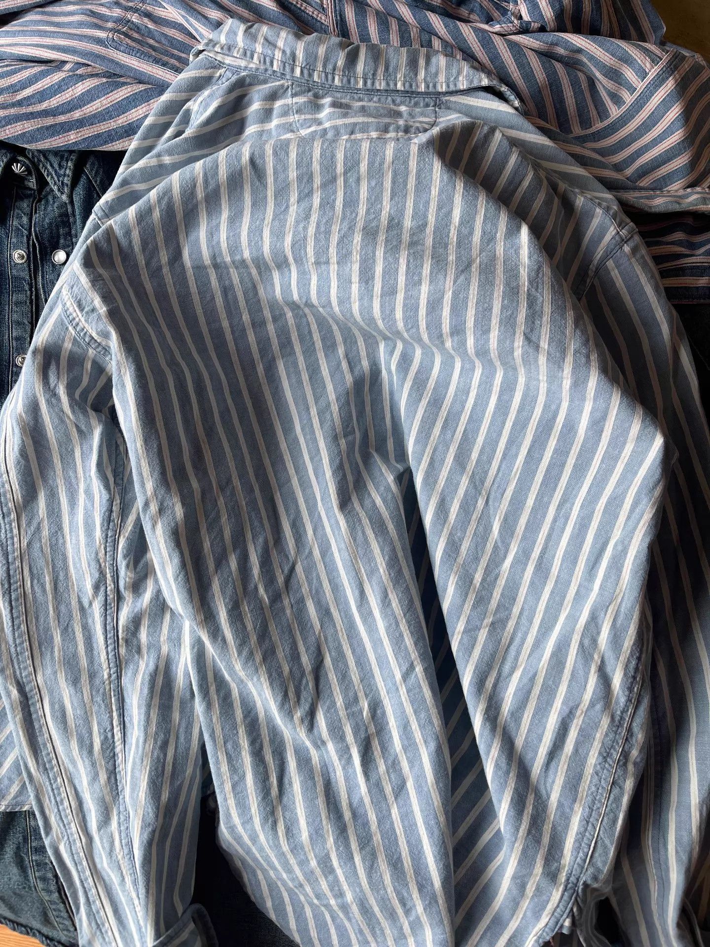 RRL Ralph Lauren Light Blue Vertical Stripe Western Shirt Size US S / EU 44-46 / 1 - 7 Thumbnail