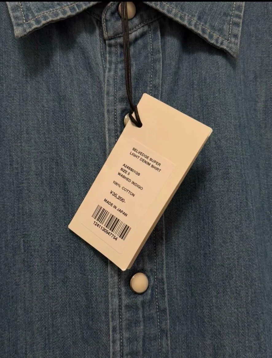Auralee Light Blue Selvedge Denim Button-Up Shirt Size US XXL / EU 58 / 5 - 4 Thumbnail