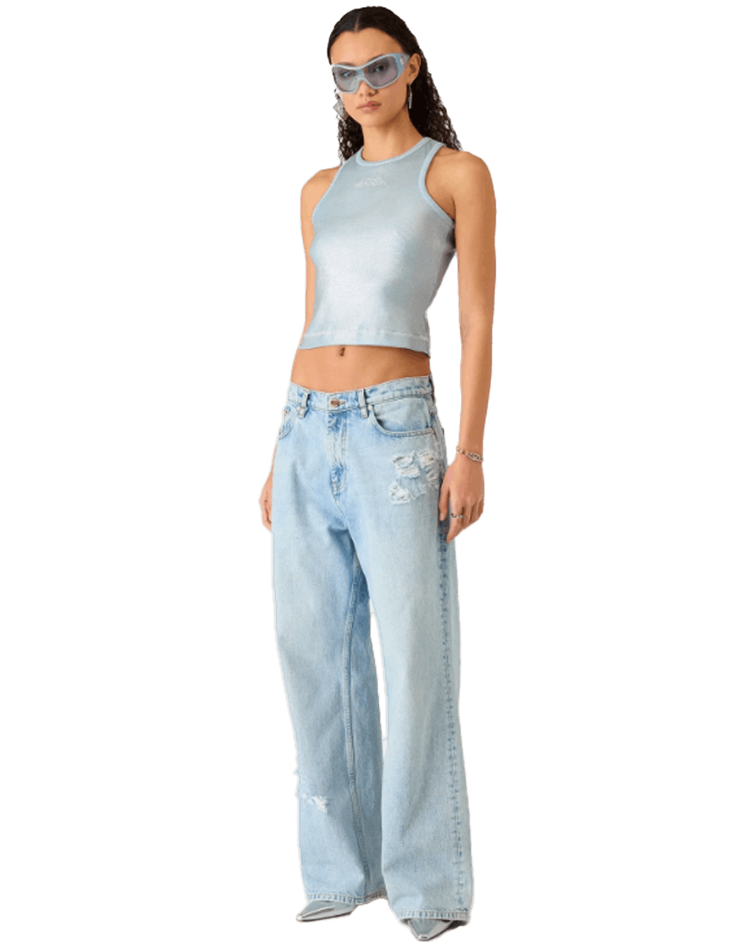 Casablanca Light Wash Graffiti Denim Jeans Size US 27 - 3 Thumbnail