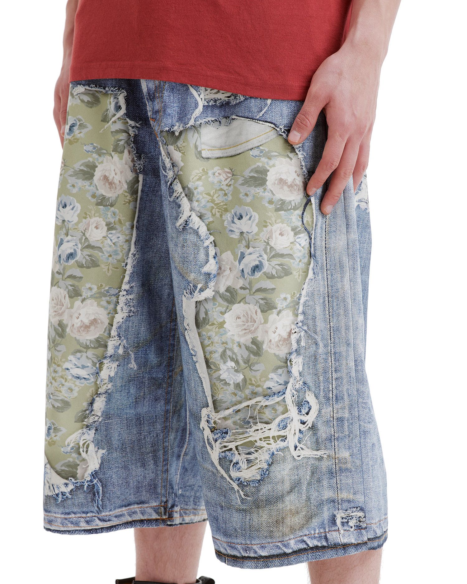 Acne Studios Acne Studios Ripped Floral Pieced Applied Denim Shorts Size US 29 - 5 Thumbnail