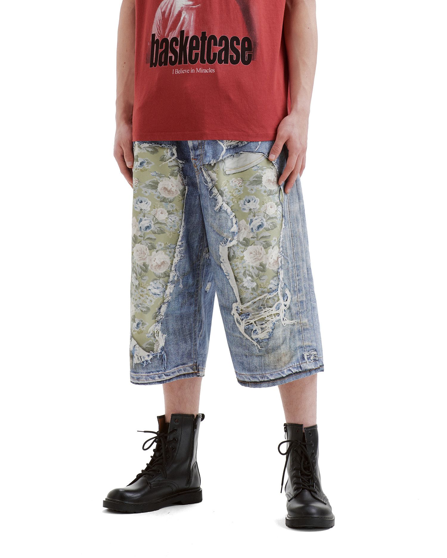Acne Studios Acne Studios Ripped Floral Pieced Applied Denim Shorts Size US 34 / EU 50 - 3 Thumbnail