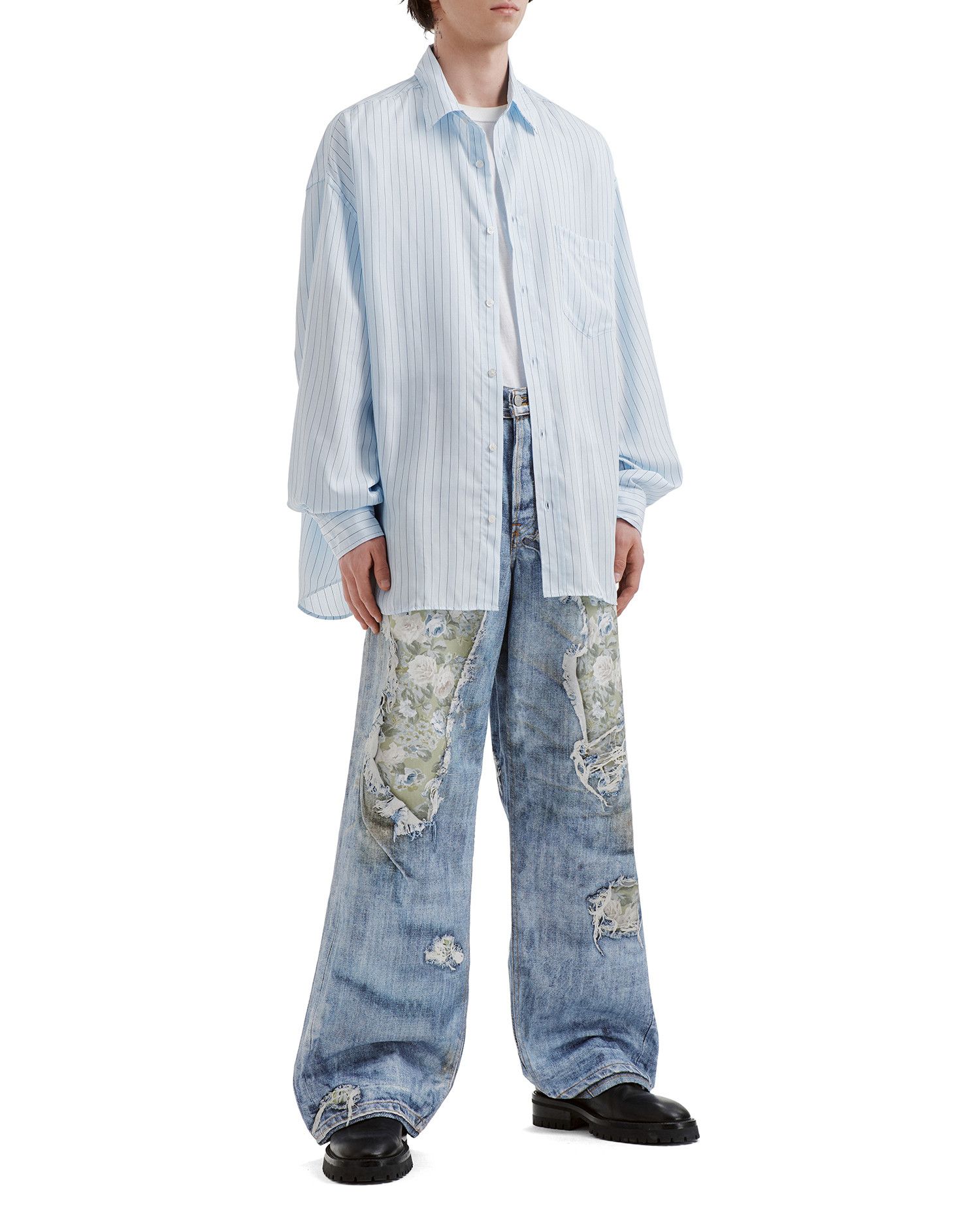 Acne Studios Acne Studios Ripped Floral Spliced Design Jeans Size US 32 / EU 48 - 2 Thumbnail