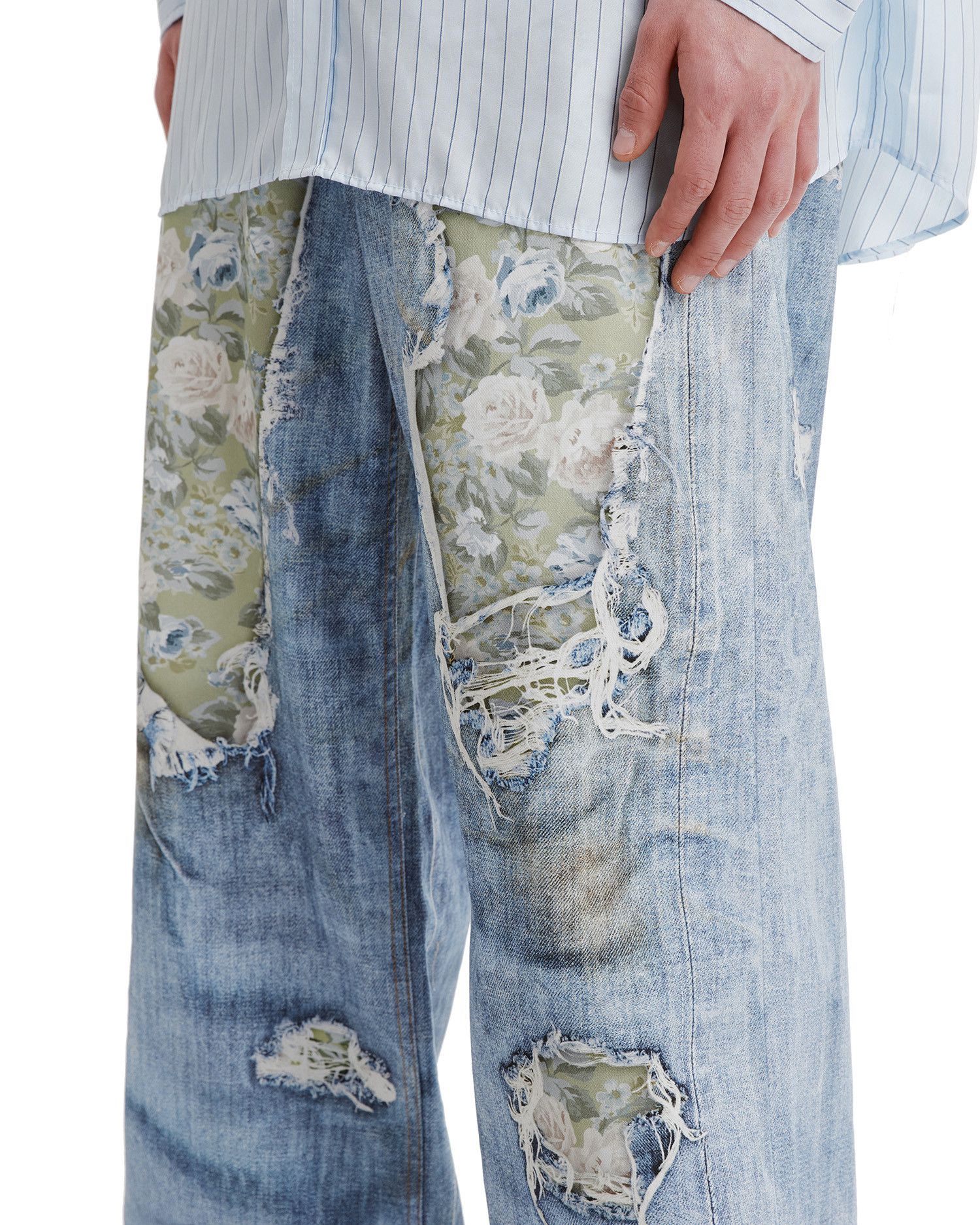 Acne Studios Acne Studios Ripped Floral Spliced Design Jeans Size US 30 / EU 46 - 5 Thumbnail