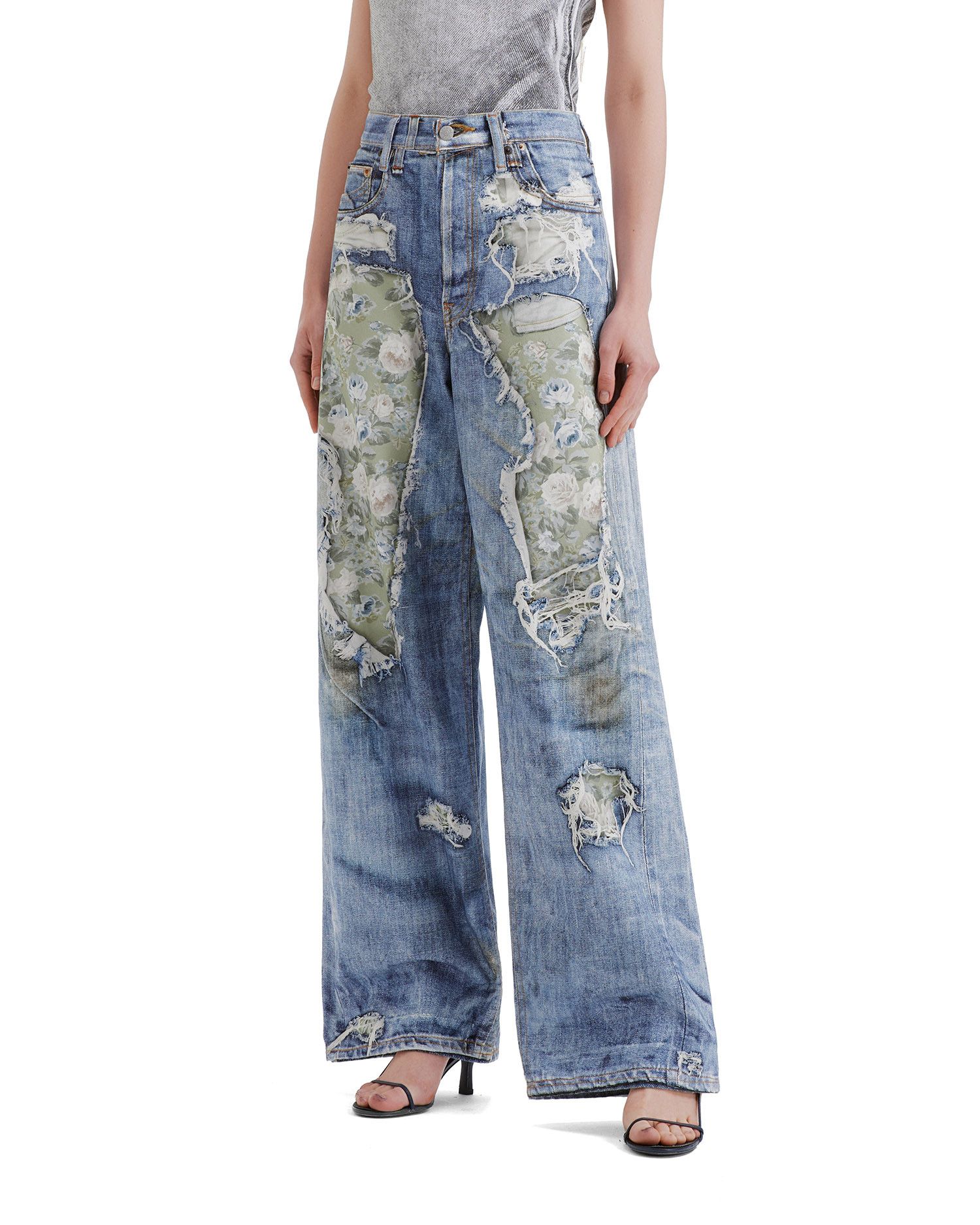Acne Studios Acne Studios Ripped Floral Spliced Design Jeans Size 26" / US 2 / IT 38 - 3 Thumbnail