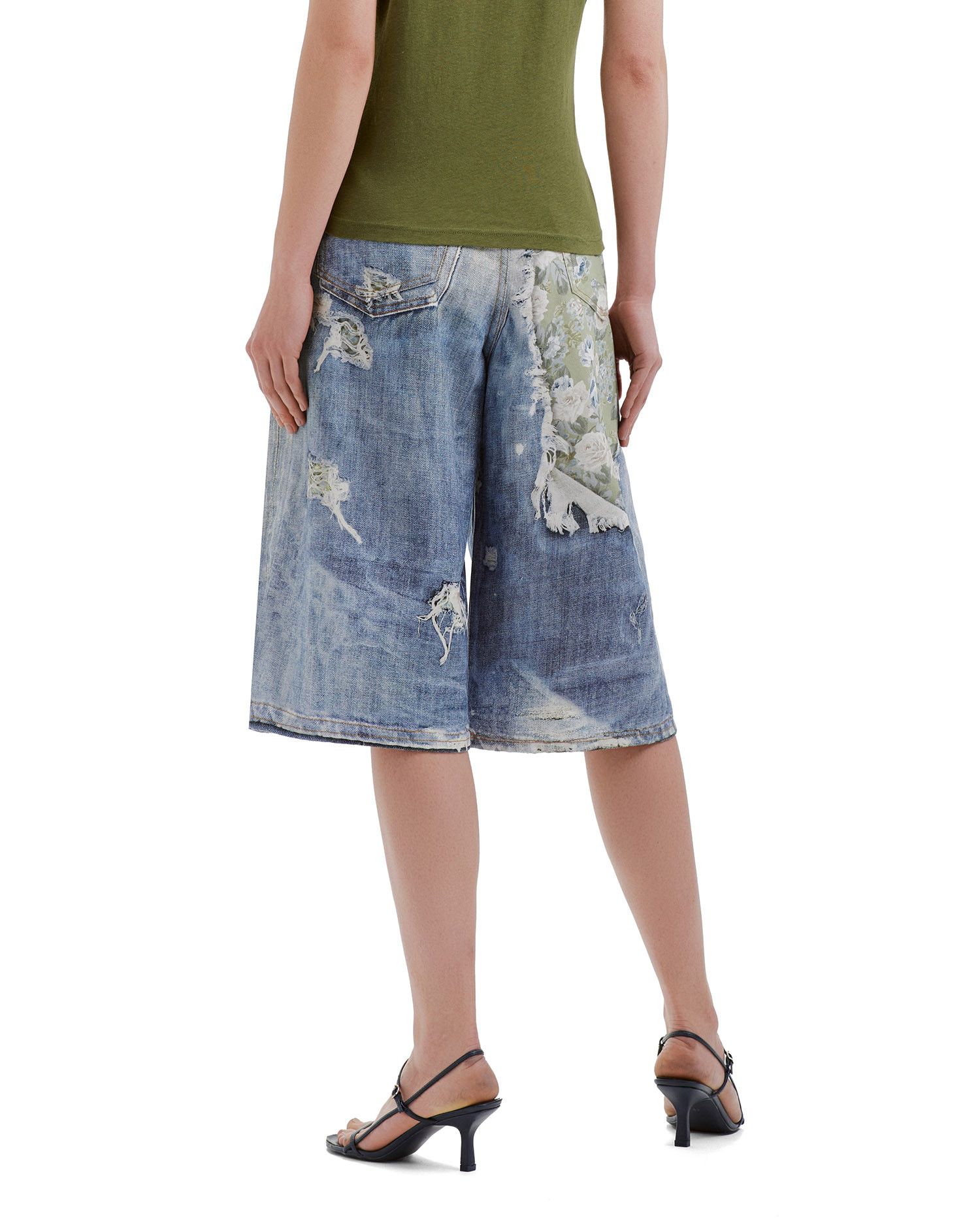 Acne Studios Acne Studios Ripped Floral Pieced Applied Denim Shorts Size 26" / US 2 / IT 38 - 4 Thumbnail