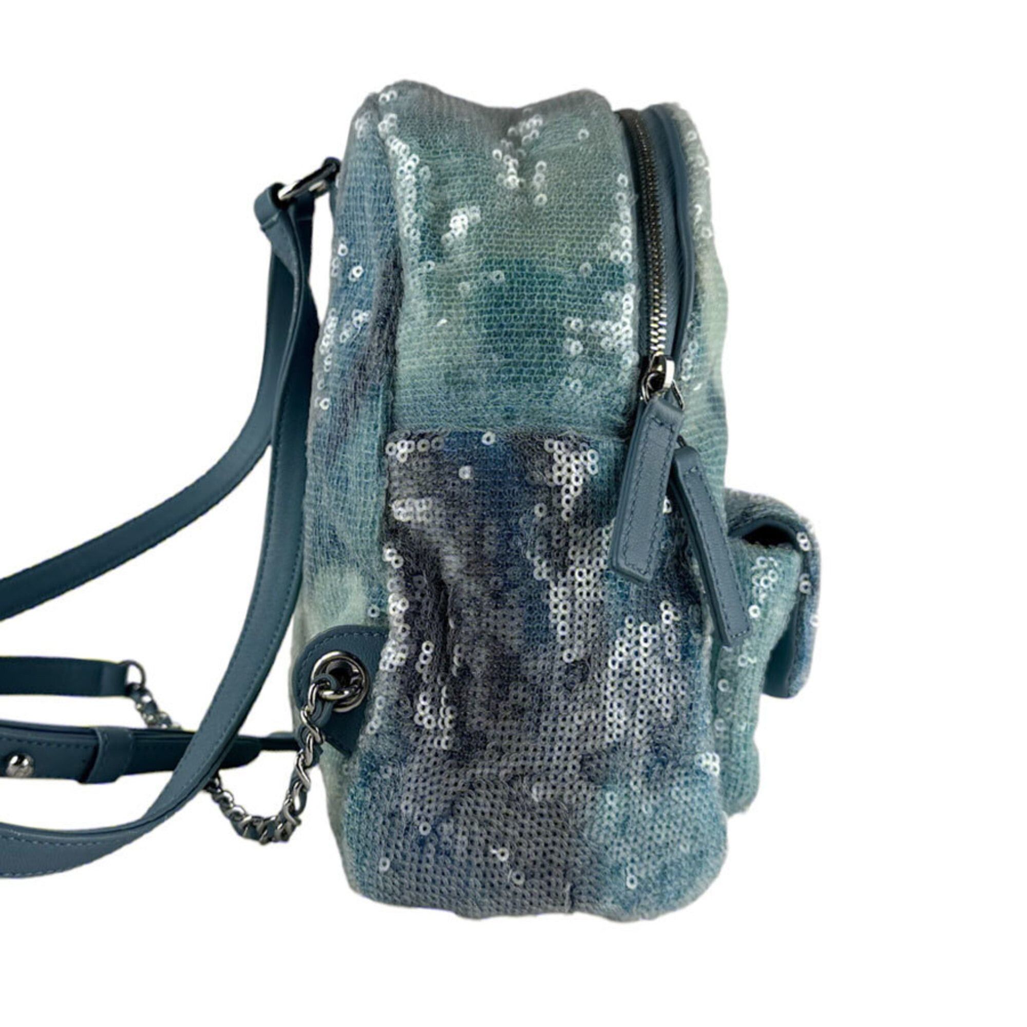 Chanel Chanel Backpack, Sequins, Blue, Women's z9865 Size ONE SIZE - 2 Thumbnail