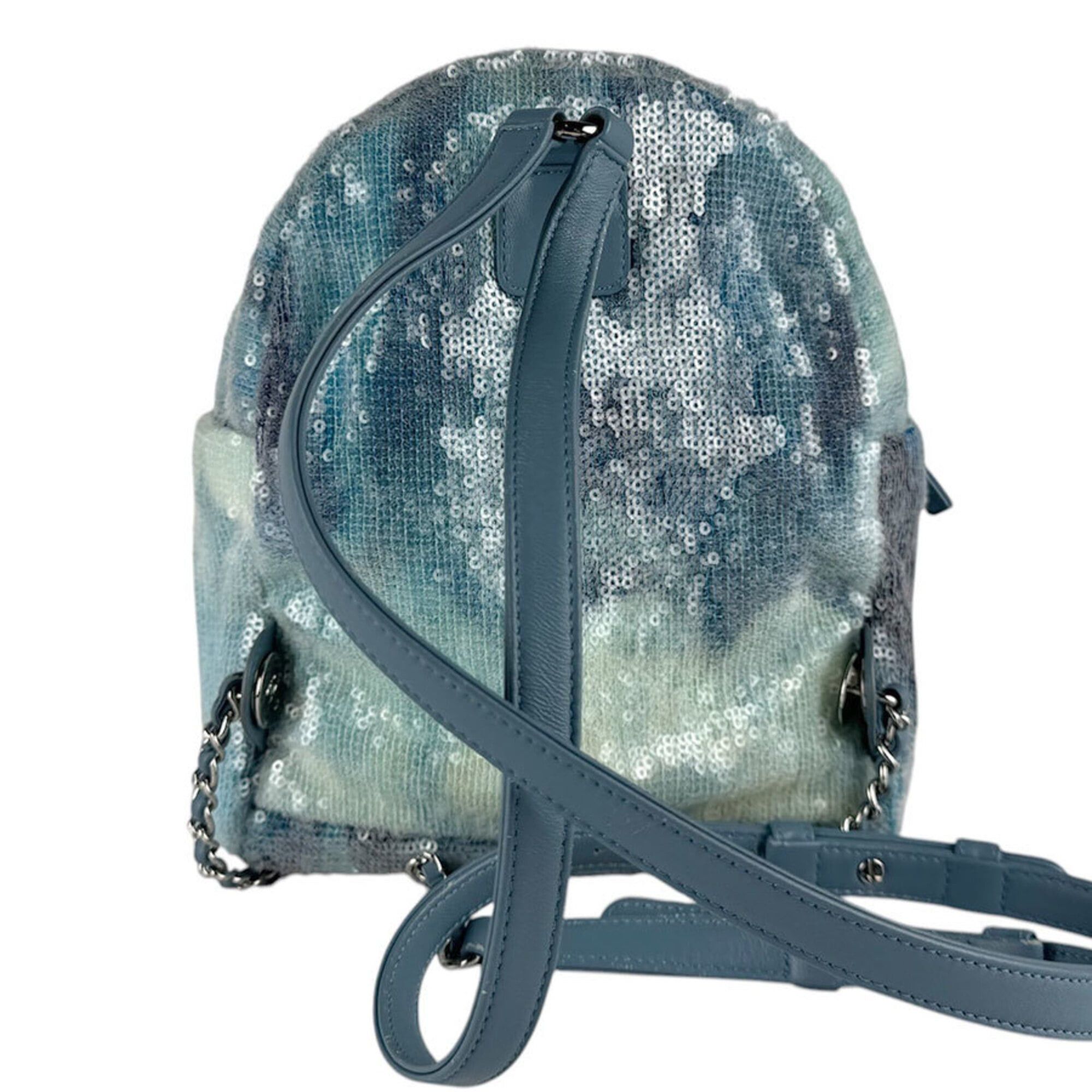 Chanel Chanel Backpack, Sequins, Blue, Women's z9865 Size ONE SIZE - 3 Thumbnail
