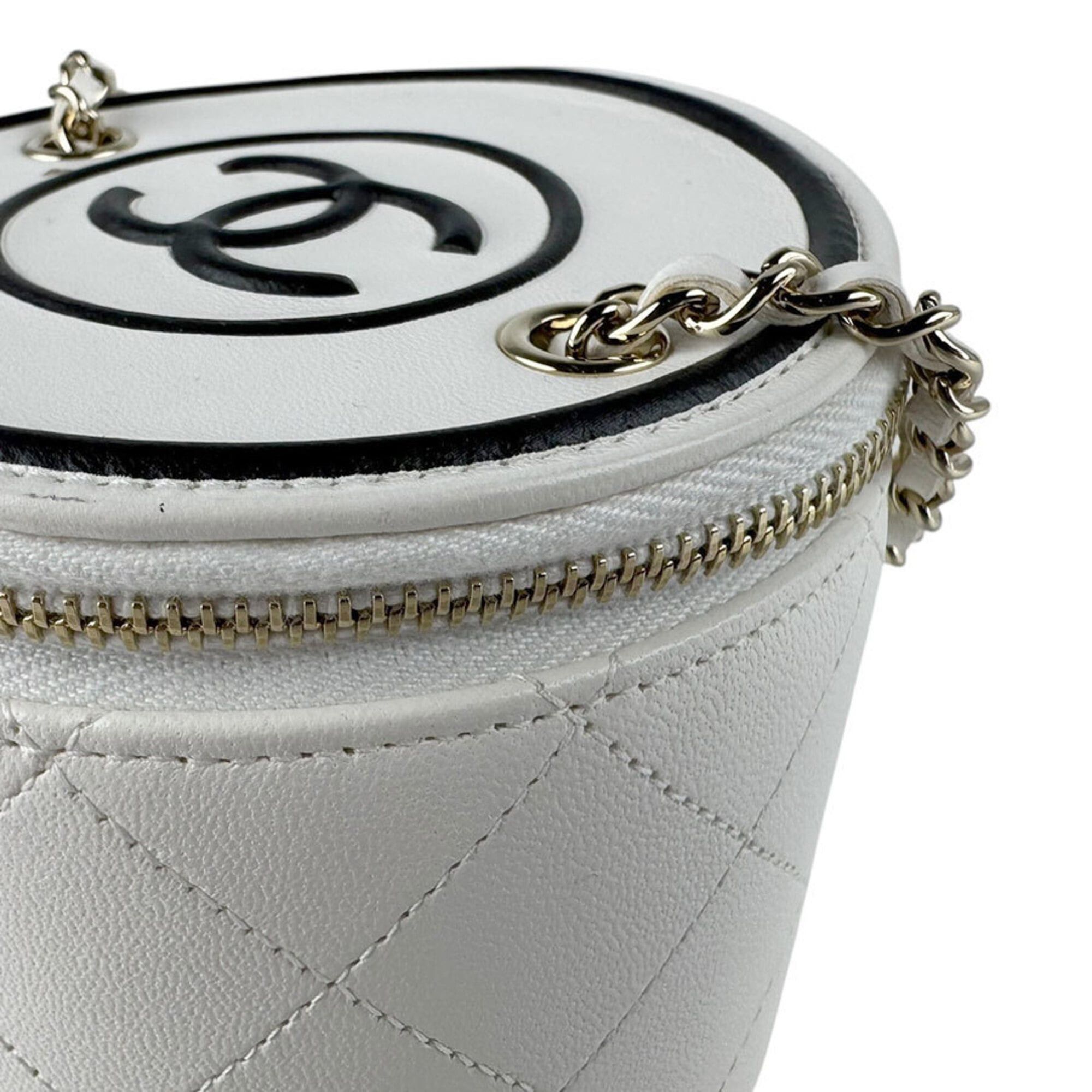 Chanel Chanel Shoulder Bag Leather White Black Women's z9785 Size ONE SIZE - 7 Thumbnail