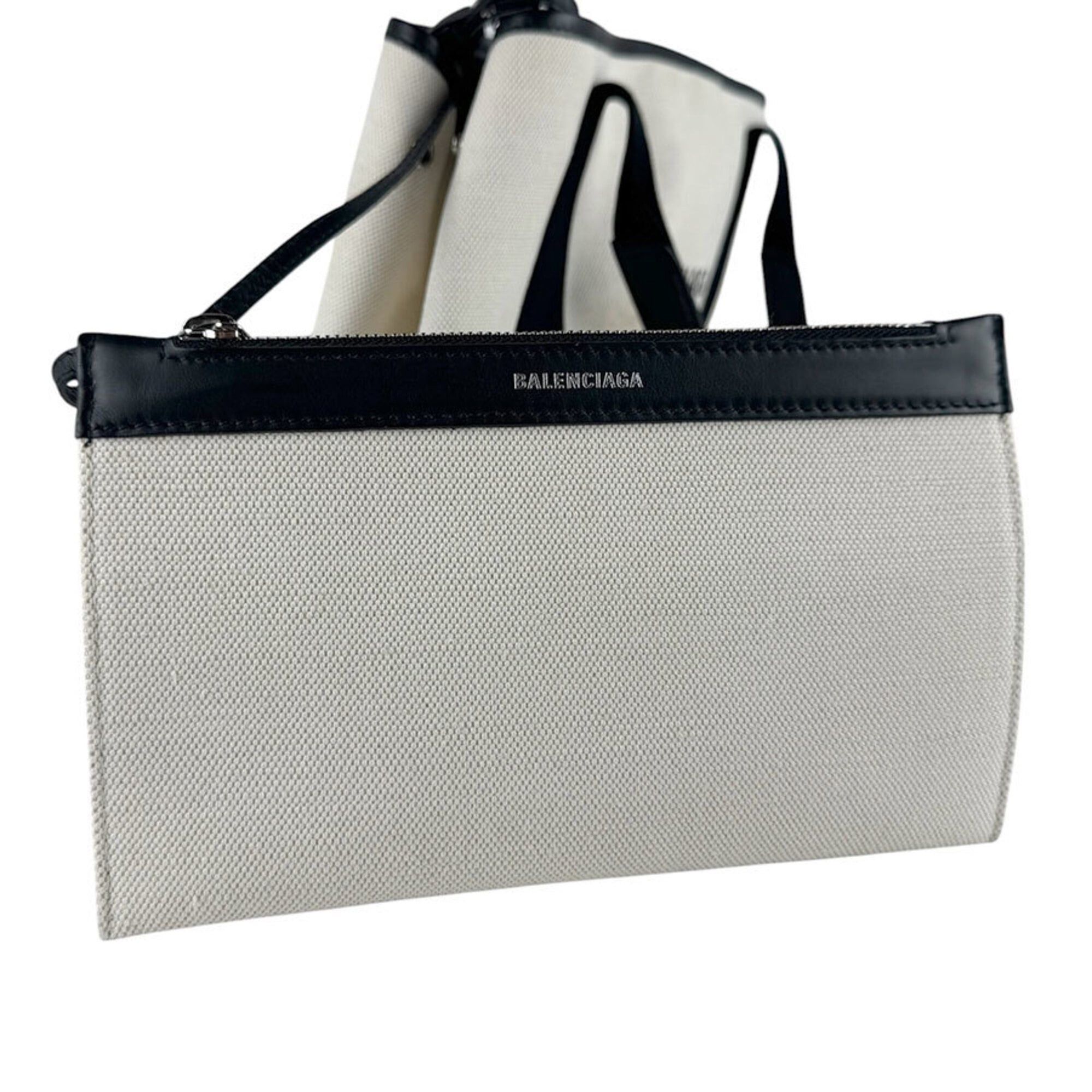Balenciaga Balenciaga handbag/tote bag, Navy Cabas S, canvas and leather, black ivory, women's, 339933 z9852 Size ONE SIZE - 14 Thumbnail