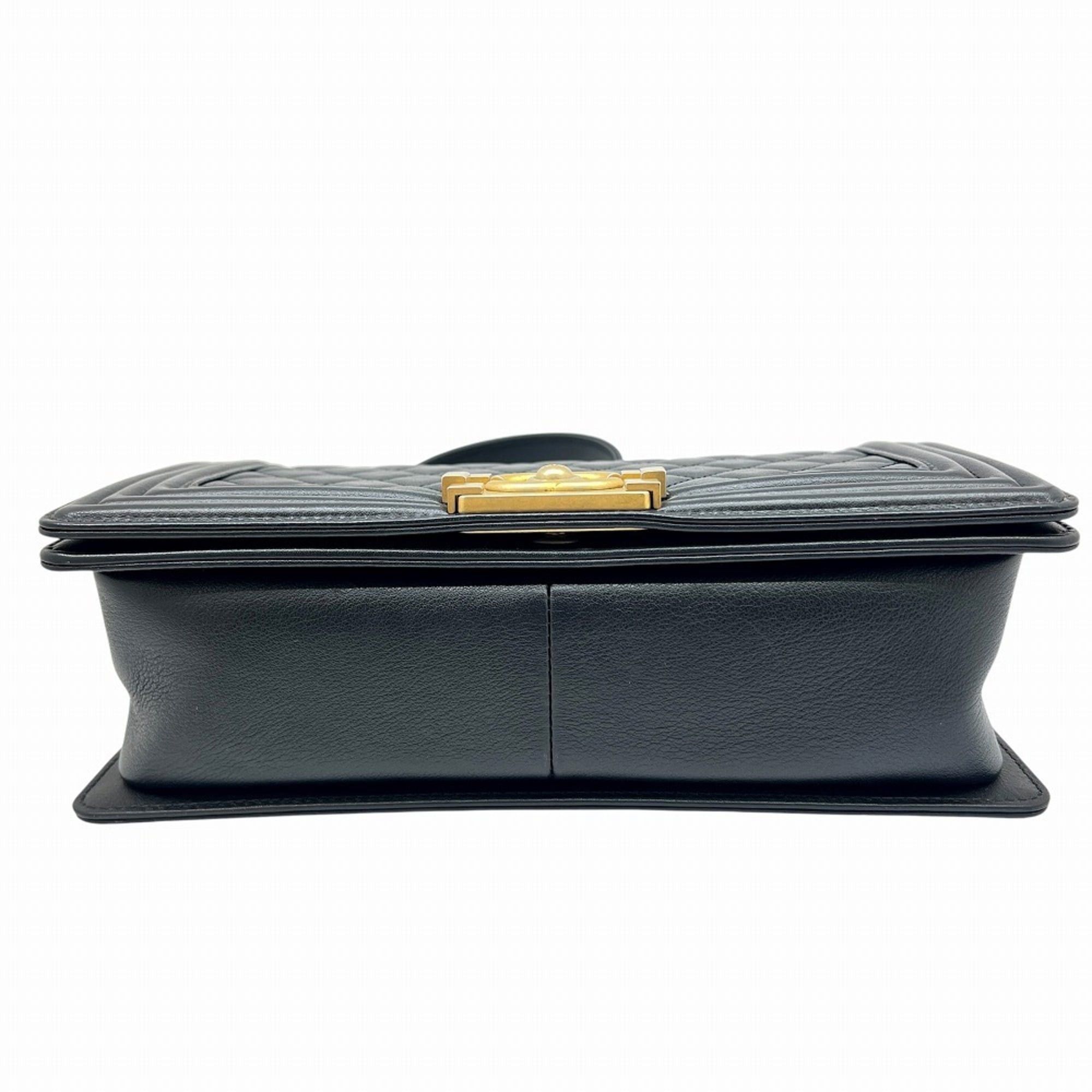 Chanel CHANEL Matelassé Boy Chanel Lambskin Black 25291624 Men's and Women's Shoulder Bag Size ONE SIZE - 4 Thumbnail