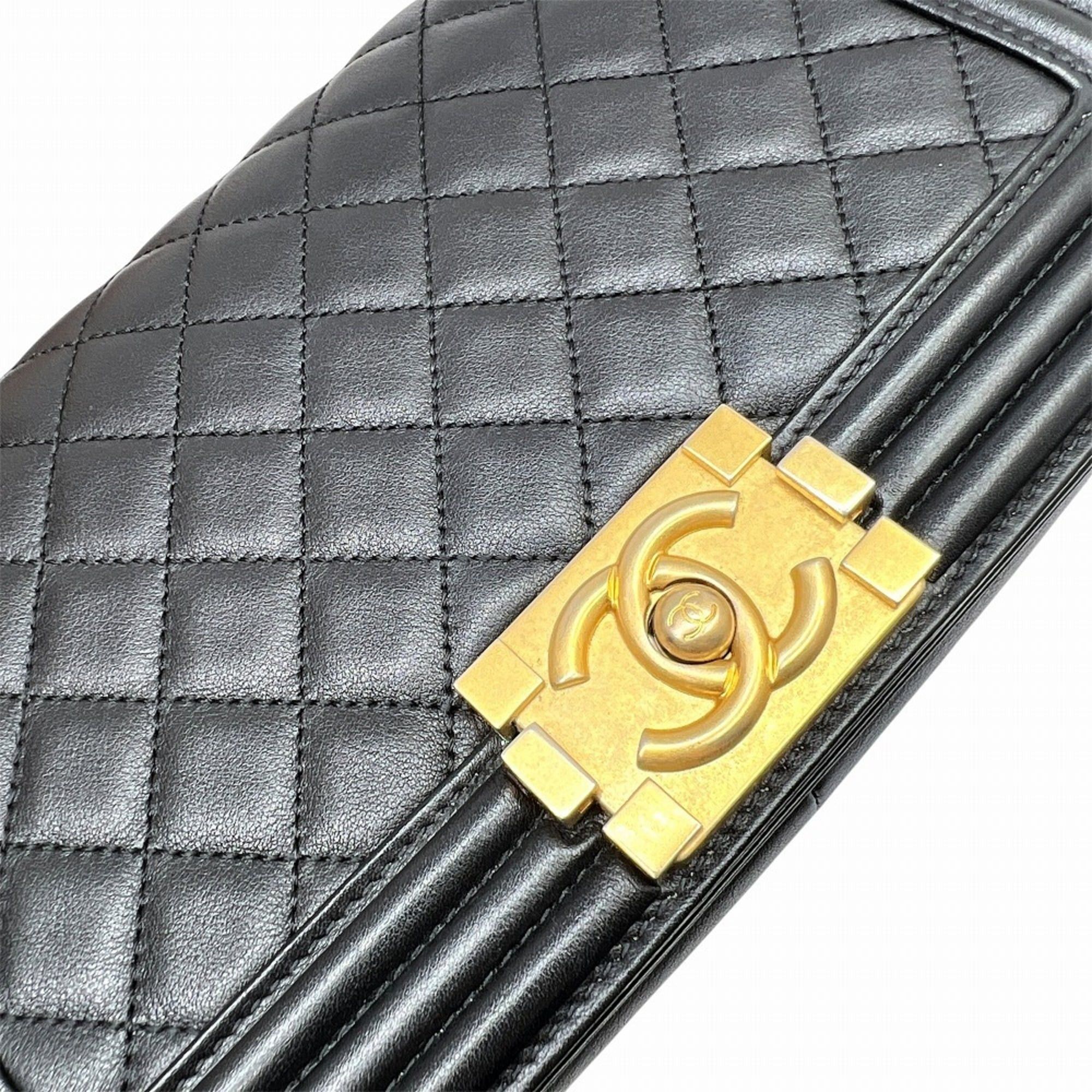 Chanel CHANEL Matelassé Boy Chanel Lambskin Black 25291624 Men's and Women's Shoulder Bag Size ONE SIZE - 7 Thumbnail