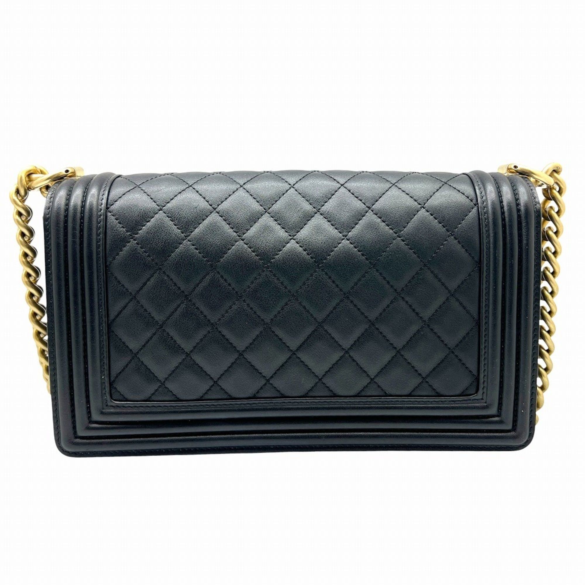 Chanel CHANEL Matelassé Boy Chanel Lambskin Black 25291624 Men's and Women's Shoulder Bag Size ONE SIZE - 6 Thumbnail