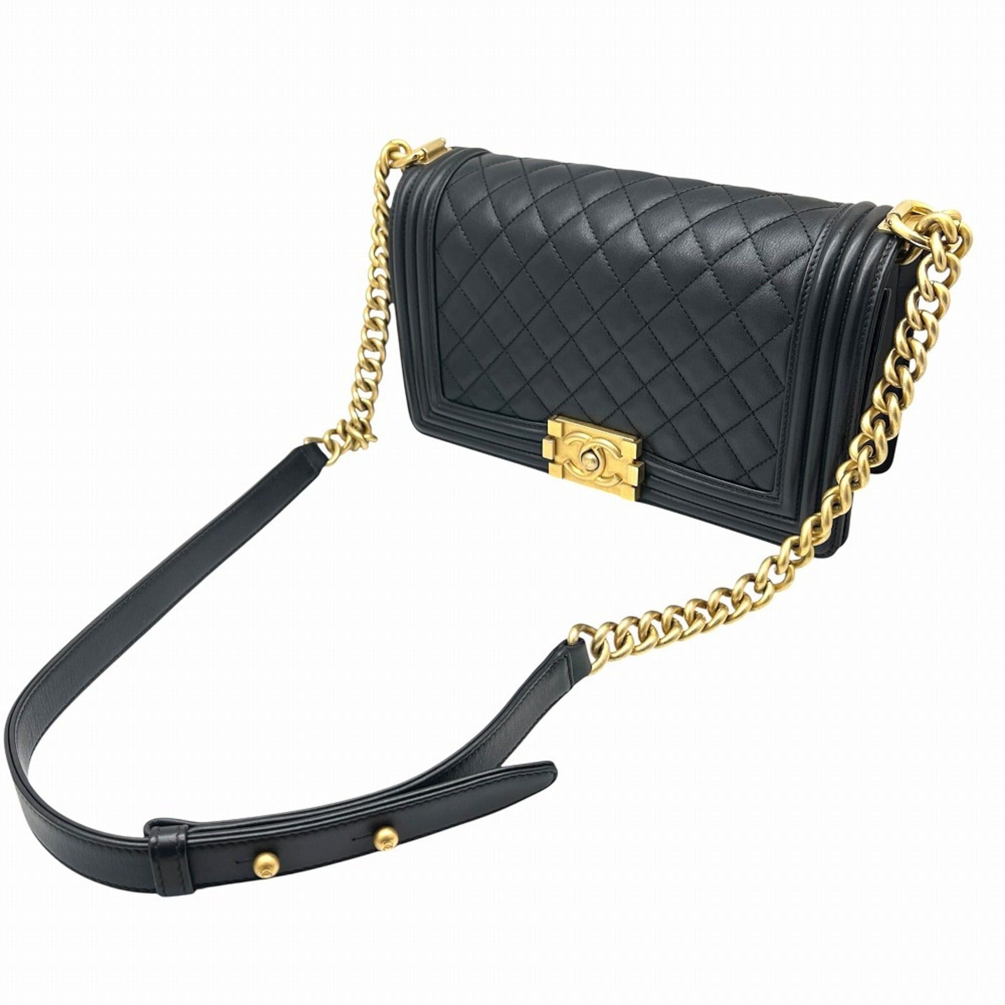 Chanel CHANEL Matelassé Boy Chanel Lambskin Black 25291624 Men's and Women's Shoulder Bag Size ONE SIZE - 3 Thumbnail