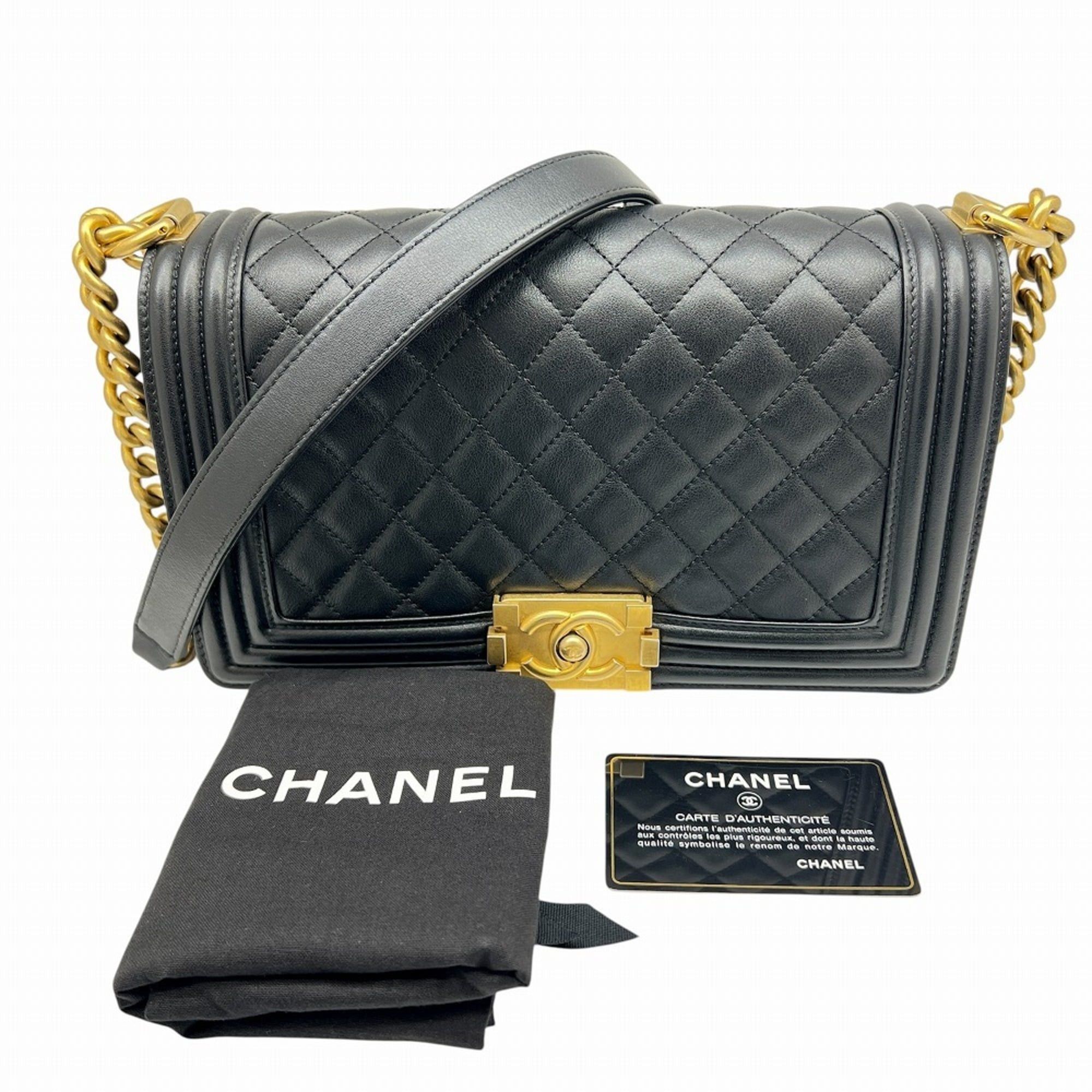 Chanel CHANEL Matelassé Boy Chanel Lambskin Black 25291624 Men's and Women's Shoulder Bag Size ONE SIZE - 15 Thumbnail